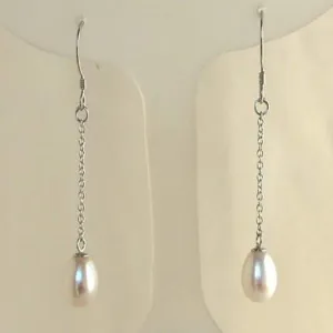 Cultured White Pearl Dangle Earrings