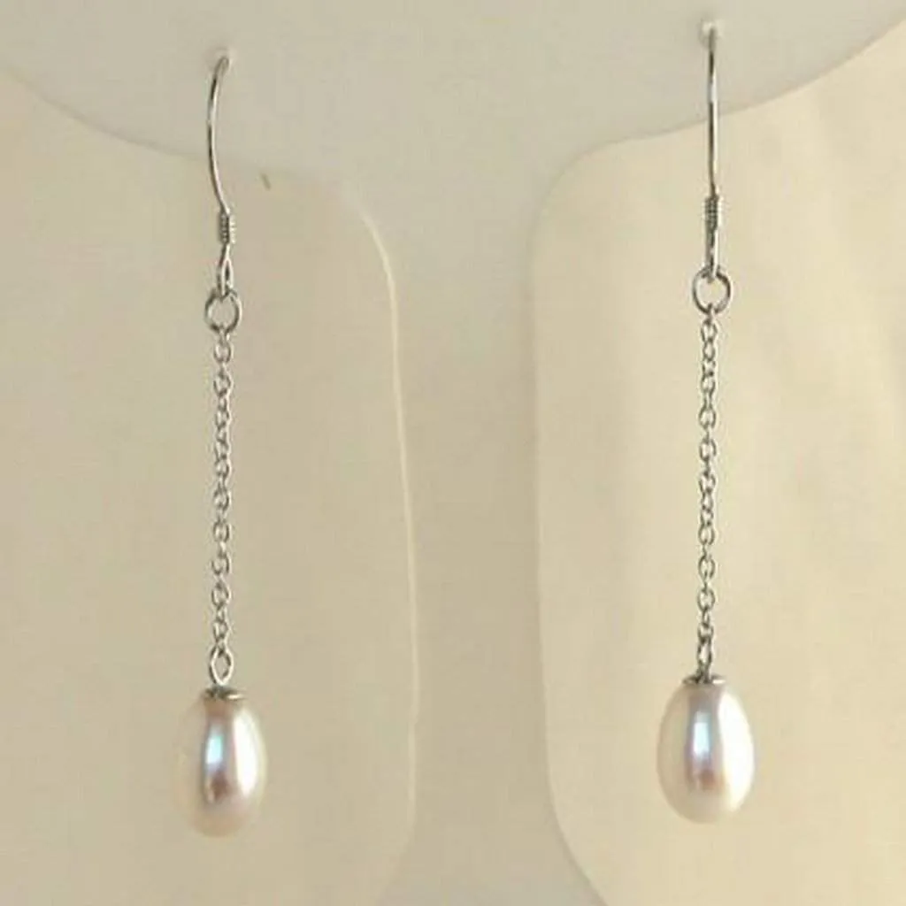 Cultured White Pearl Dangle Earrings