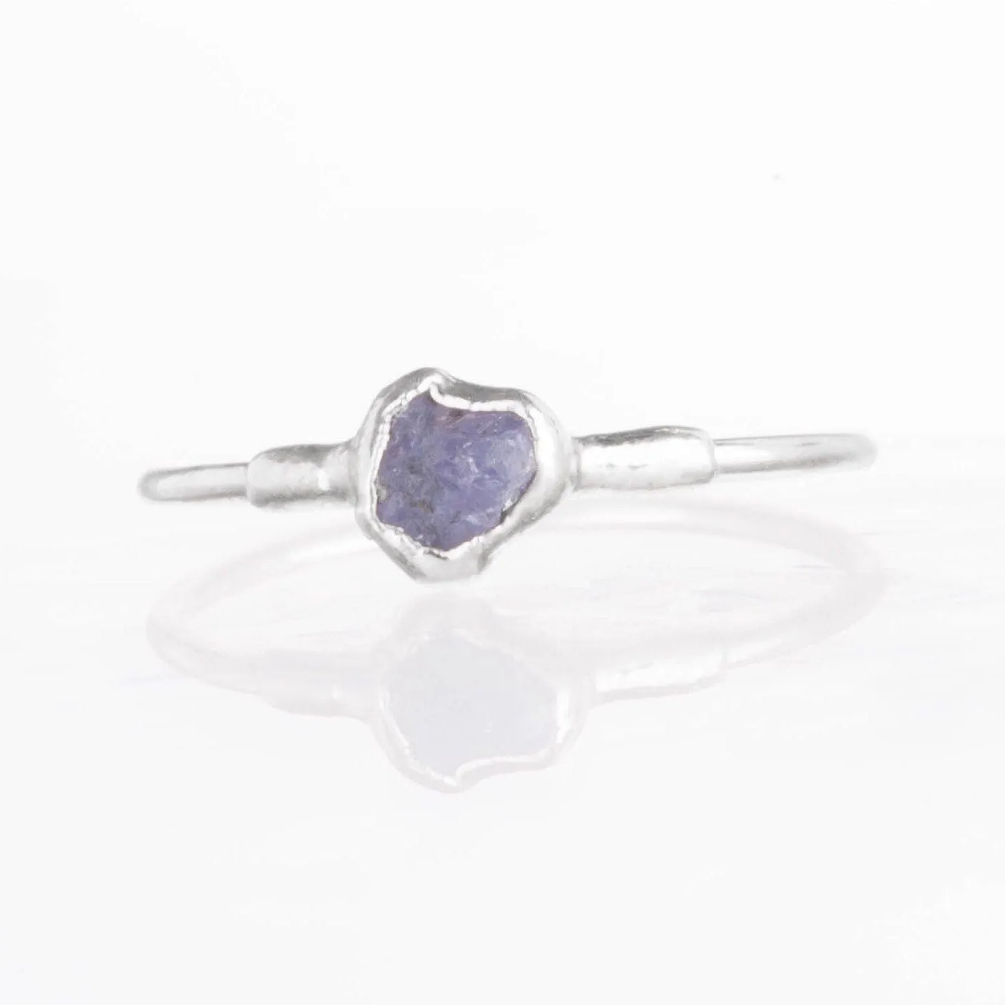 Dainty Raw Tanzanite Ring in Sterling Silver