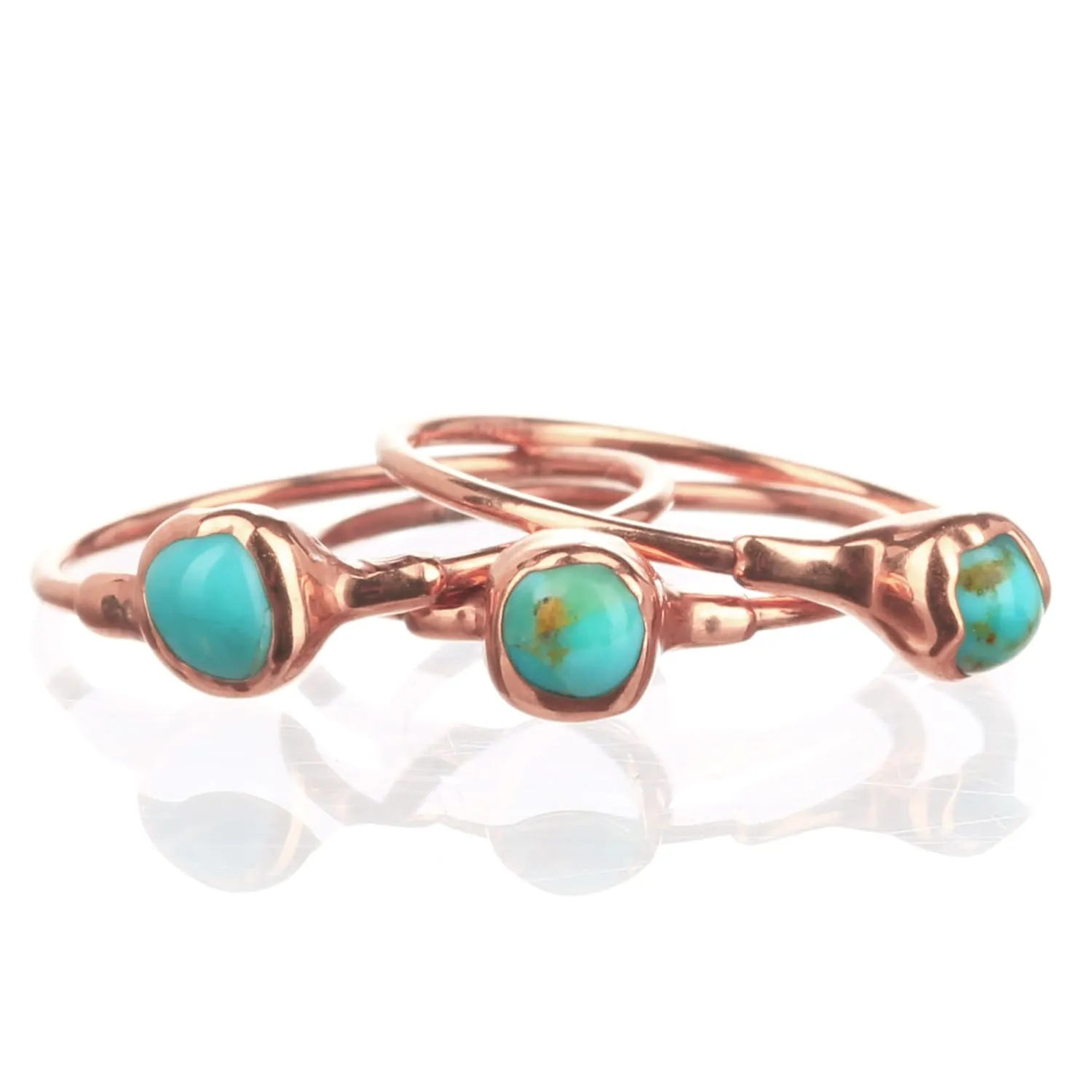 Dainty Raw Turquoise Ring in Rose Gold