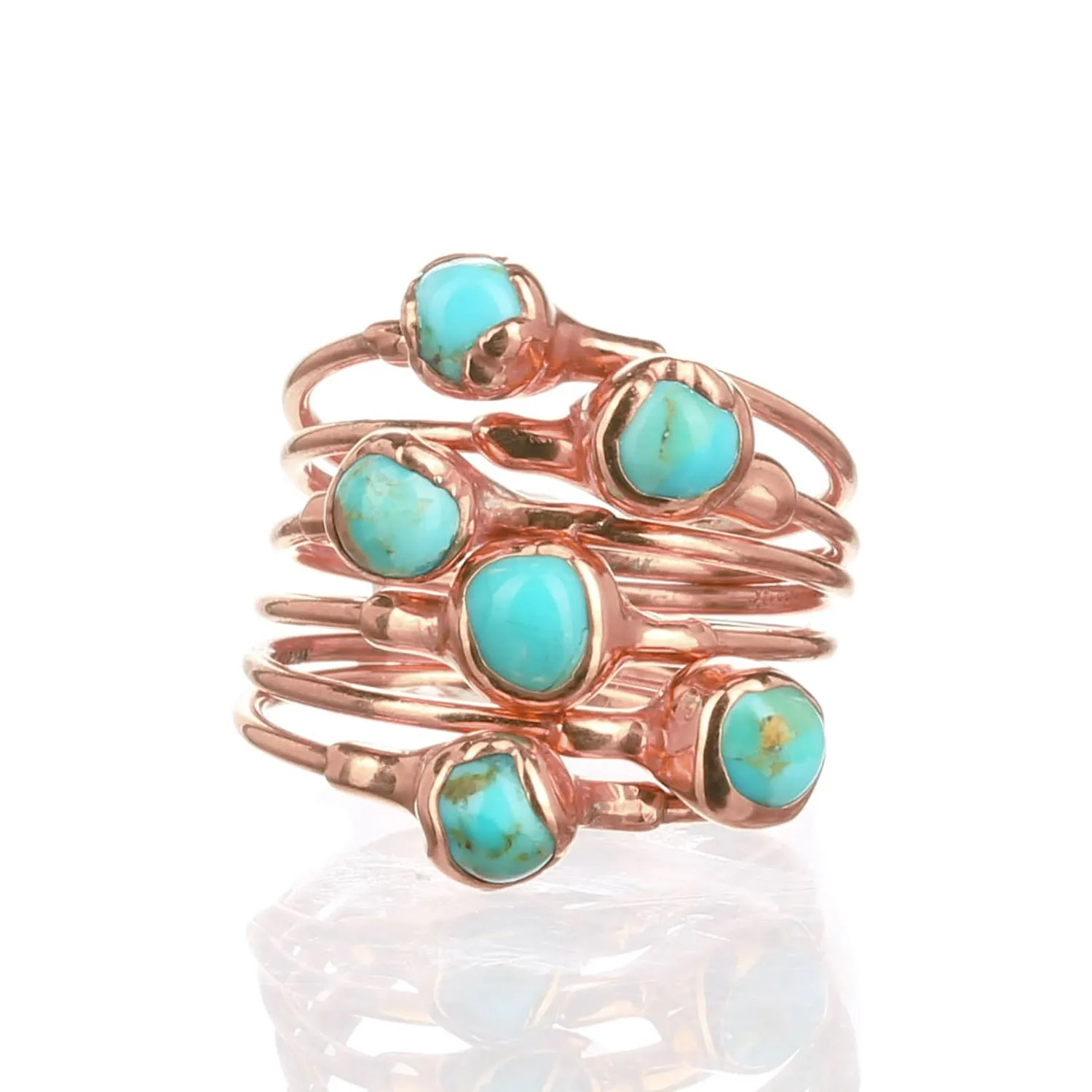 Dainty Raw Turquoise Ring in Rose Gold