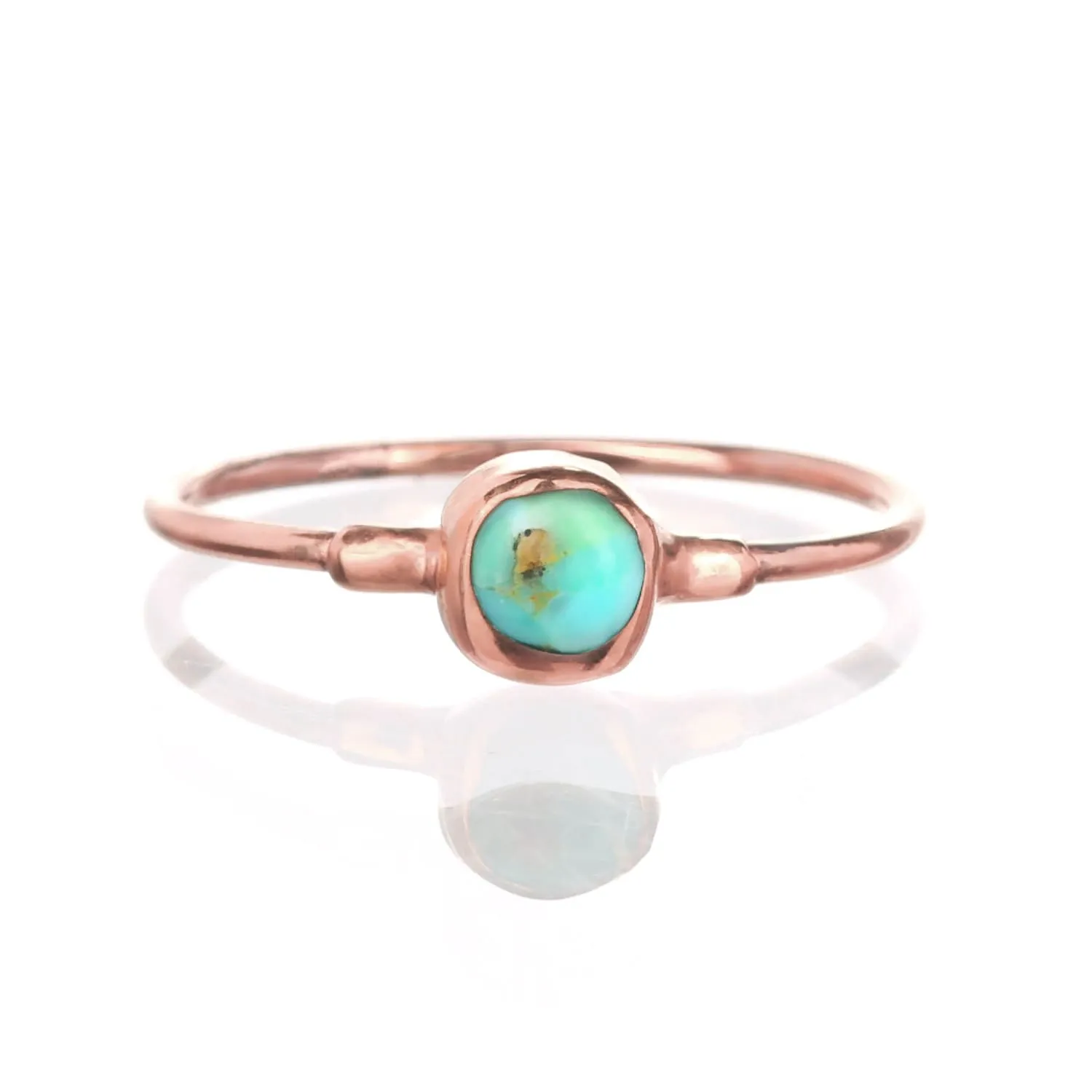 Dainty Raw Turquoise Ring in Rose Gold