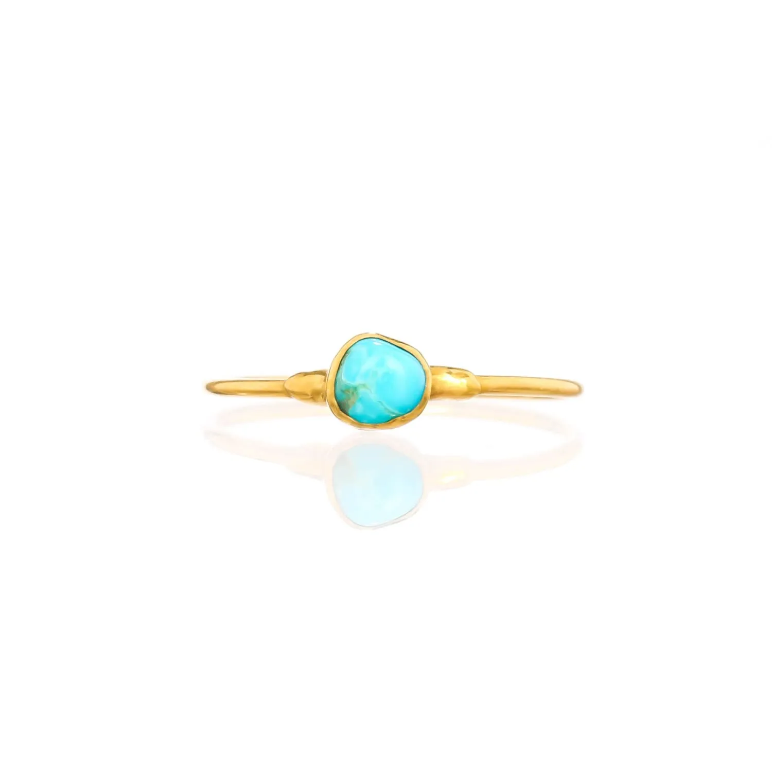 Dainty Raw Turquoise Ring in Yellow Gold