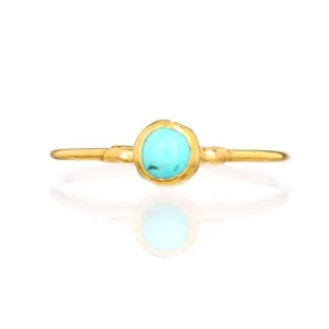 Dainty Raw Turquoise Ring in Yellow Gold