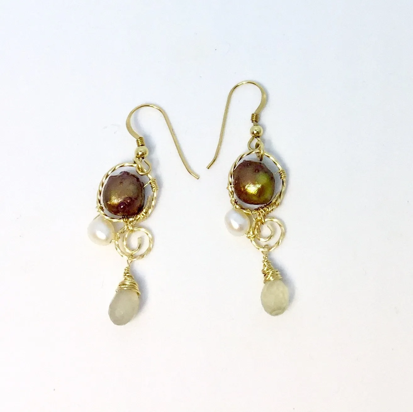 Emerald Chocolate pearl earrings