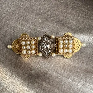 Etruscan Revival Diamond & Pearl Pin