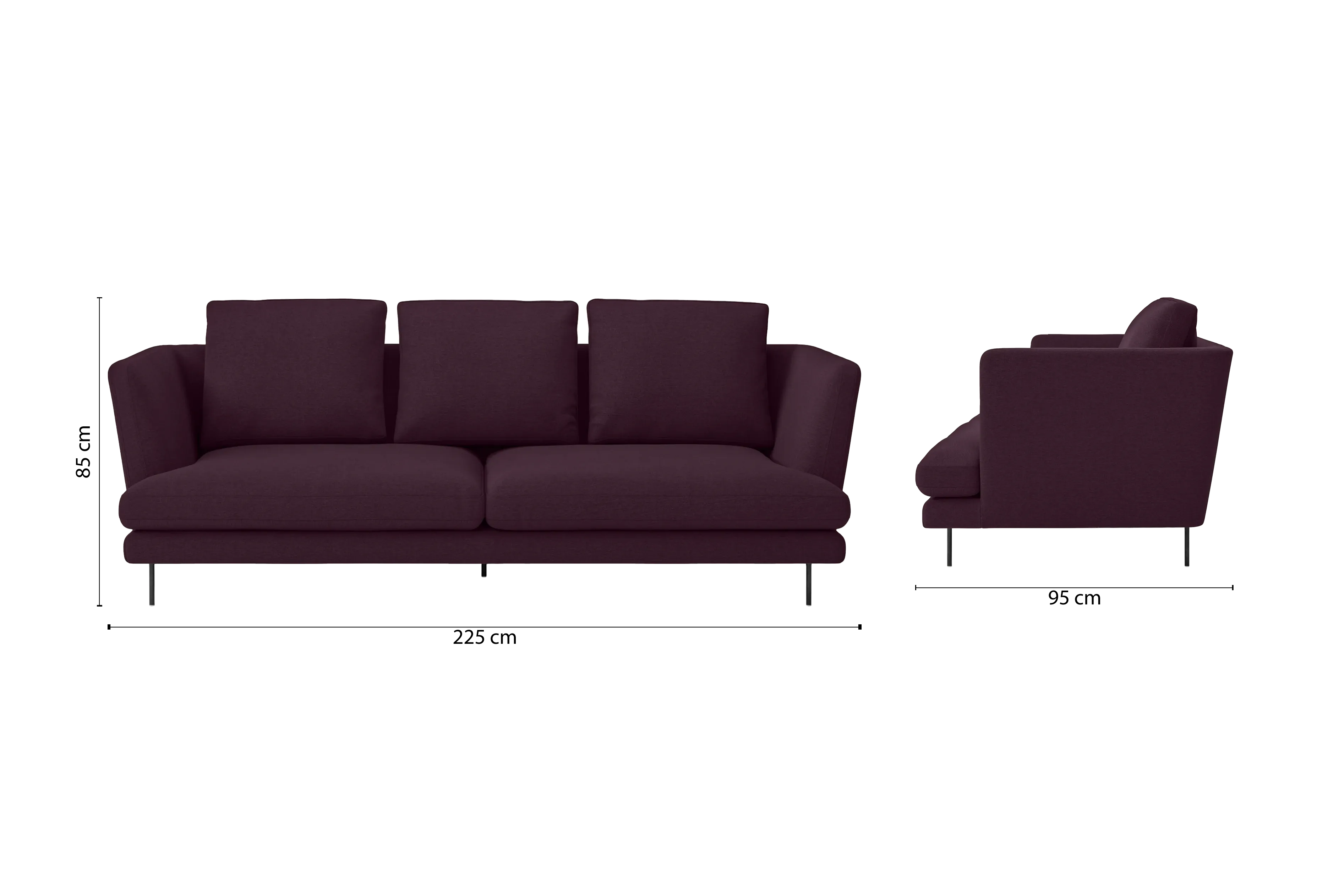 Faenza 3 Seater Sofa Purple Linen Fabric