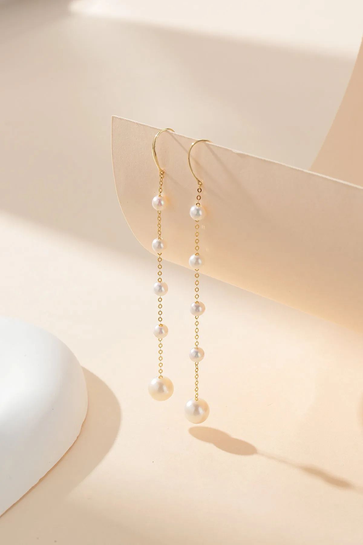 Freshwater Pearl Dangle Cluster Earrings 18K Gold