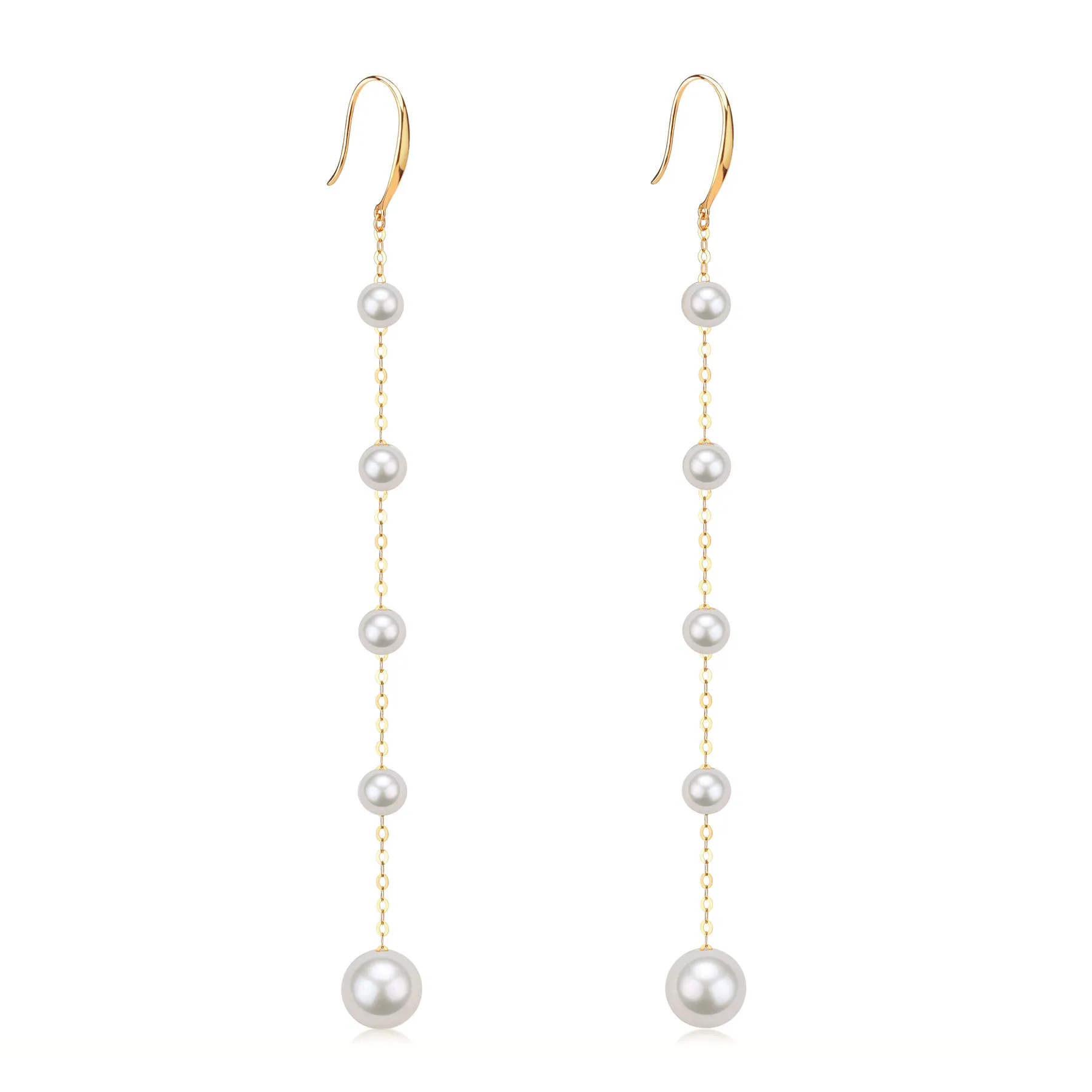 Freshwater Pearl Dangle Cluster Earrings 18K Gold