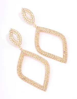 Gold Cup Chain Diamond-Shaped Drop Earrings