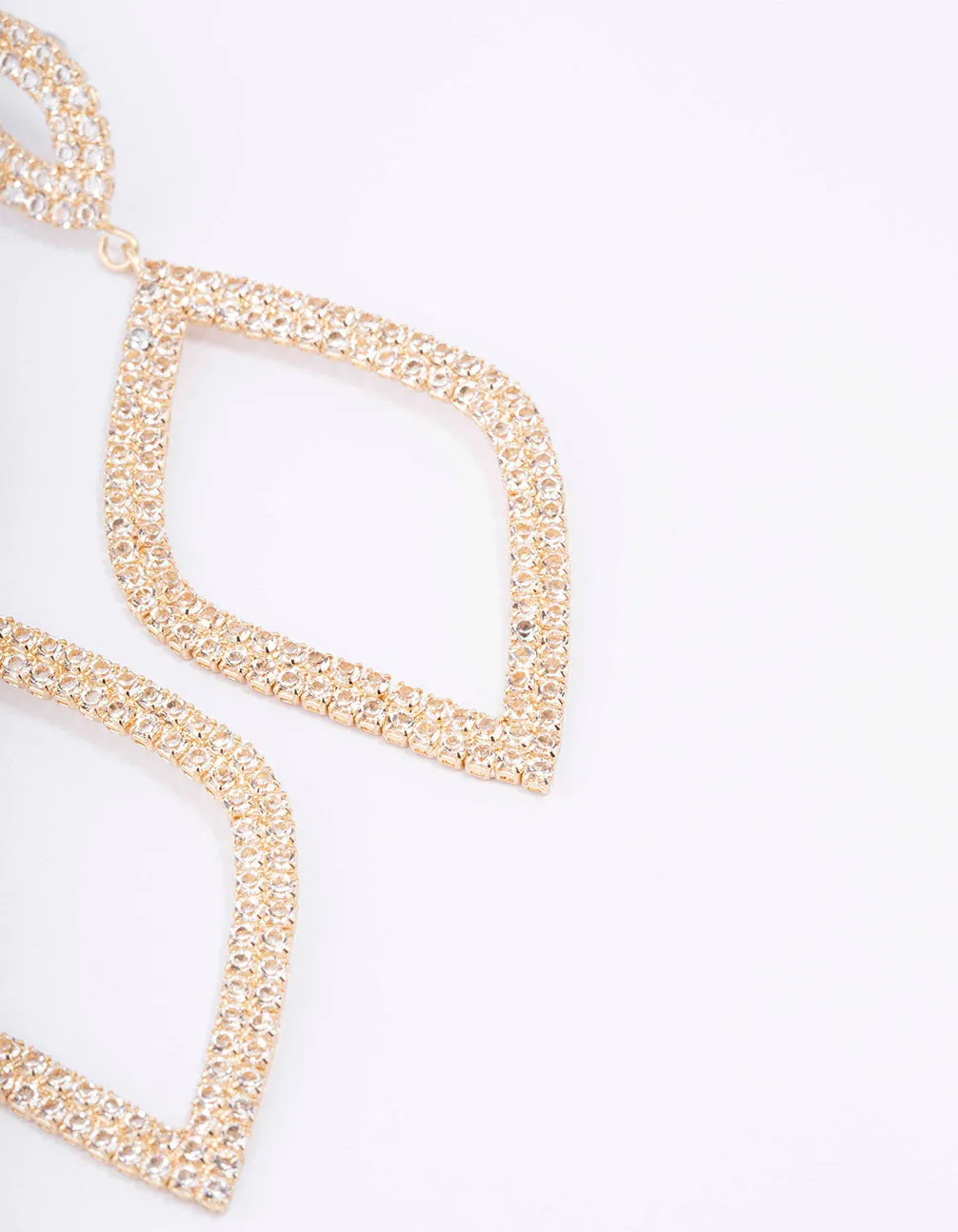 Gold Cup Chain Diamond-Shaped Drop Earrings