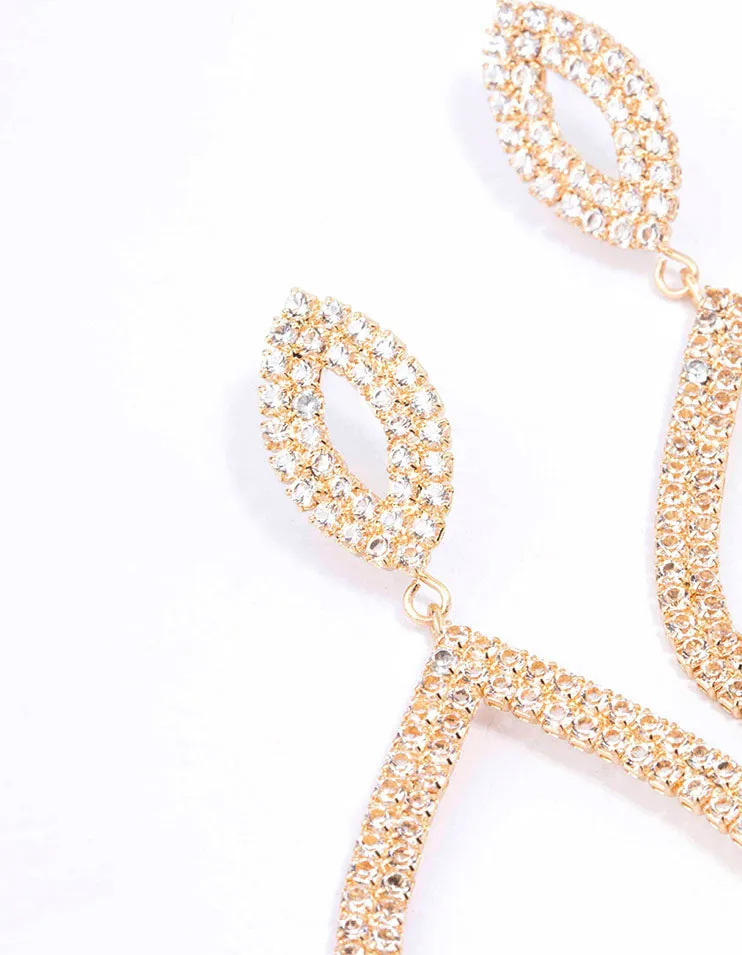 Gold Cup Chain Diamond-Shaped Drop Earrings