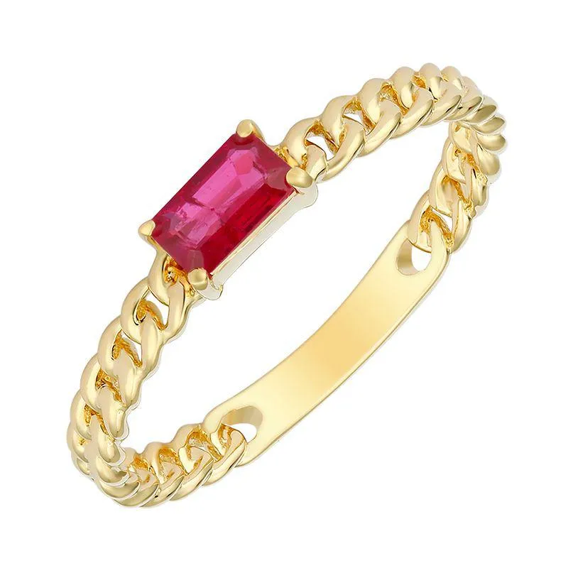 Gold Link Gemstone Ring