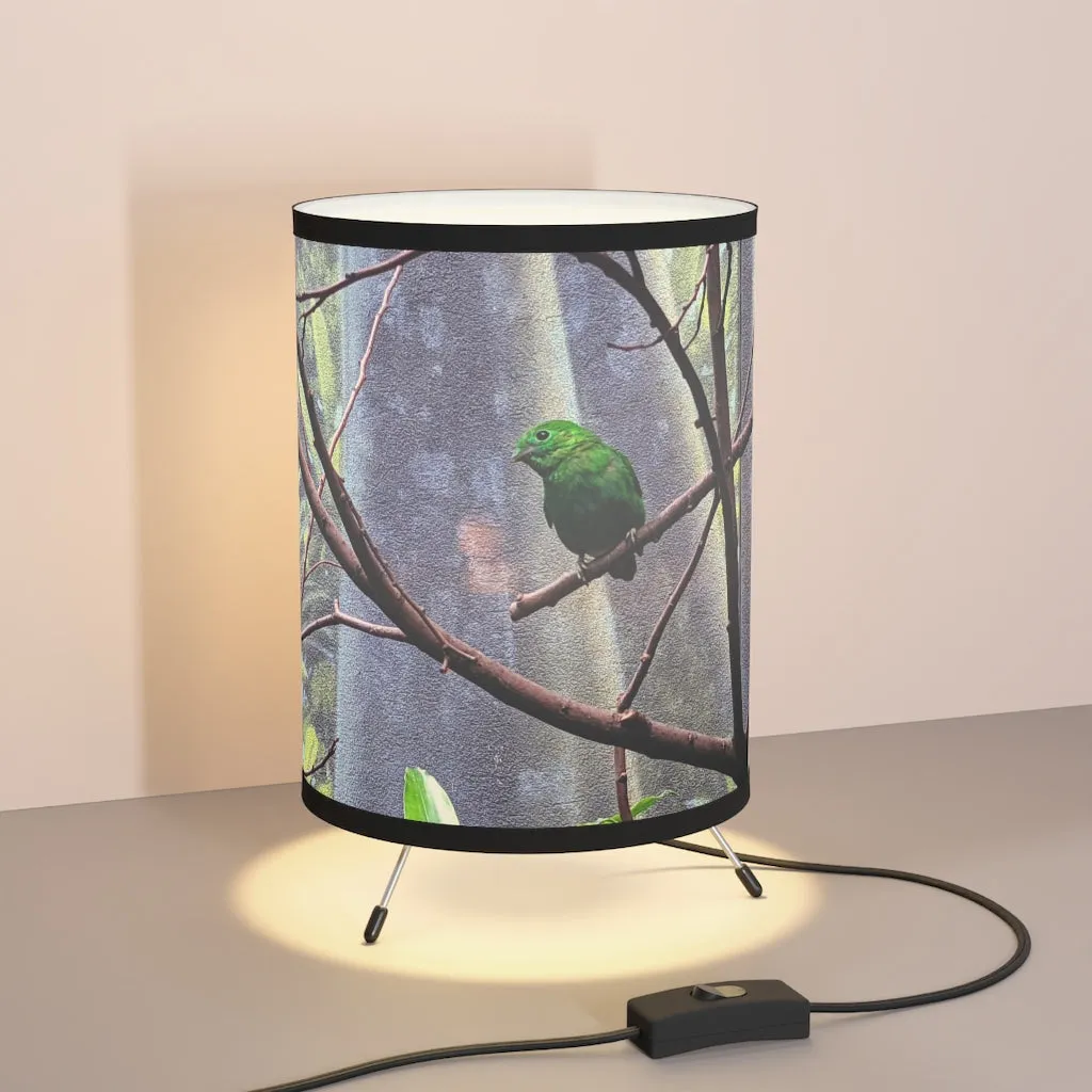 Green Bird Tripod Lamp with High-Res Printed Shade, US\CA plug