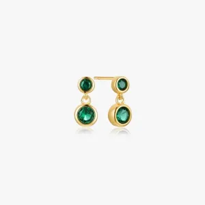 Green Dangle Sterling Earrings in Gold