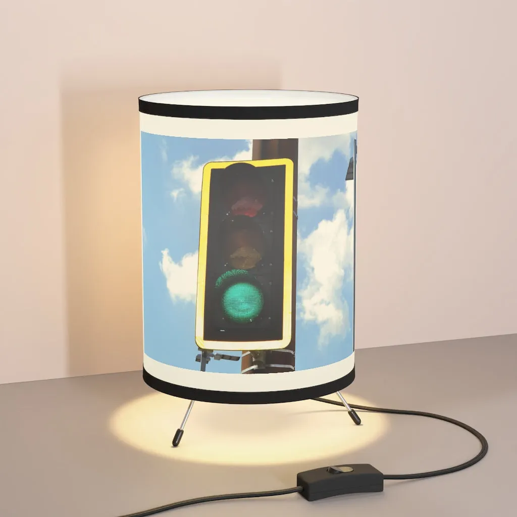 Green Light Tripod Lamp with High-Res Printed Shade, US/CA plug