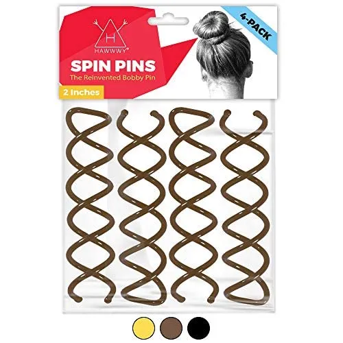 Hawwwy Spiral Spin Pins - 4 Pack Premium Gold Spin Pins | Easy & Fast Non-Scratch Alloy