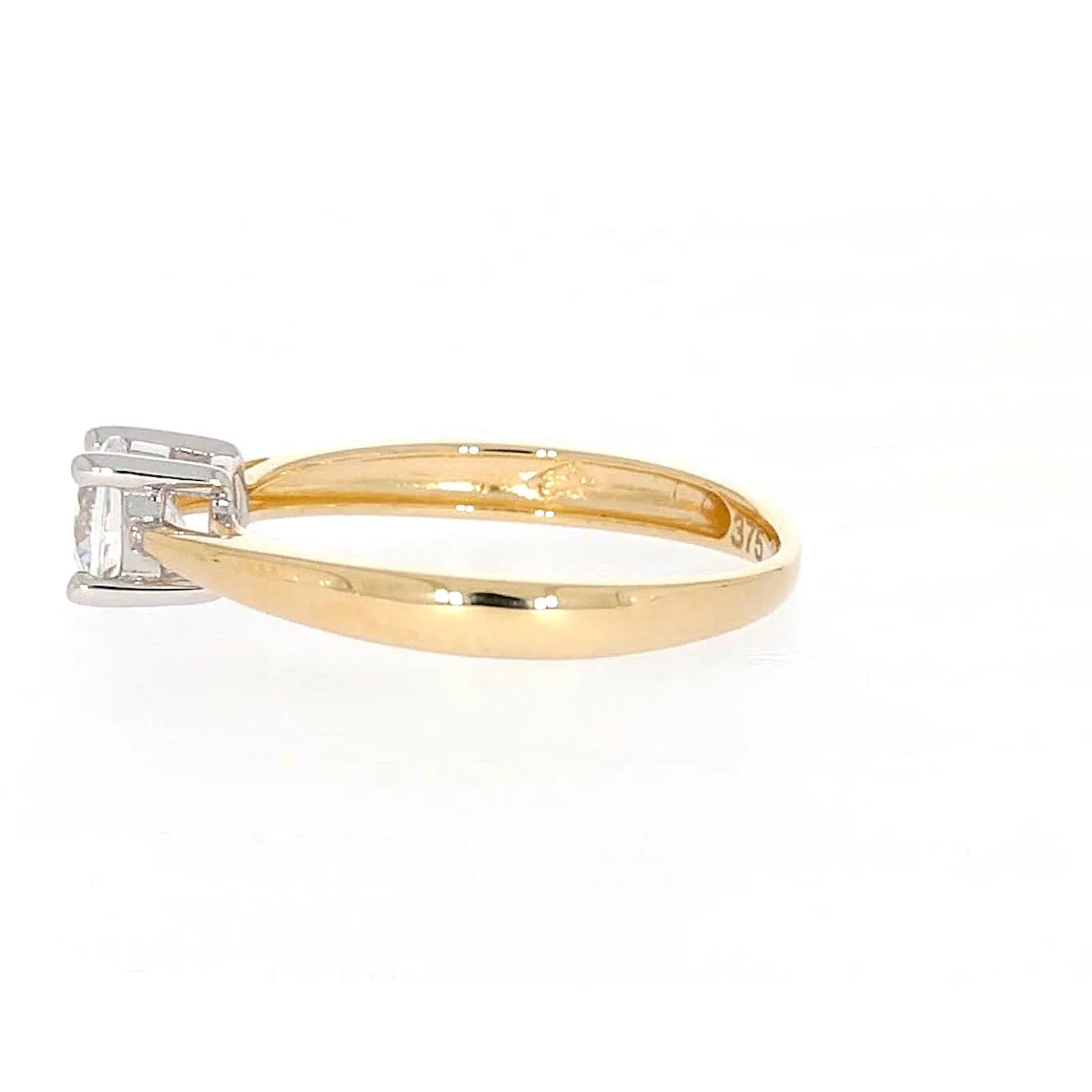 HUSH 9ct Two Tone Gold Round Brilliant Cut with 1/2 CARAT of Diamond Simulants Ring