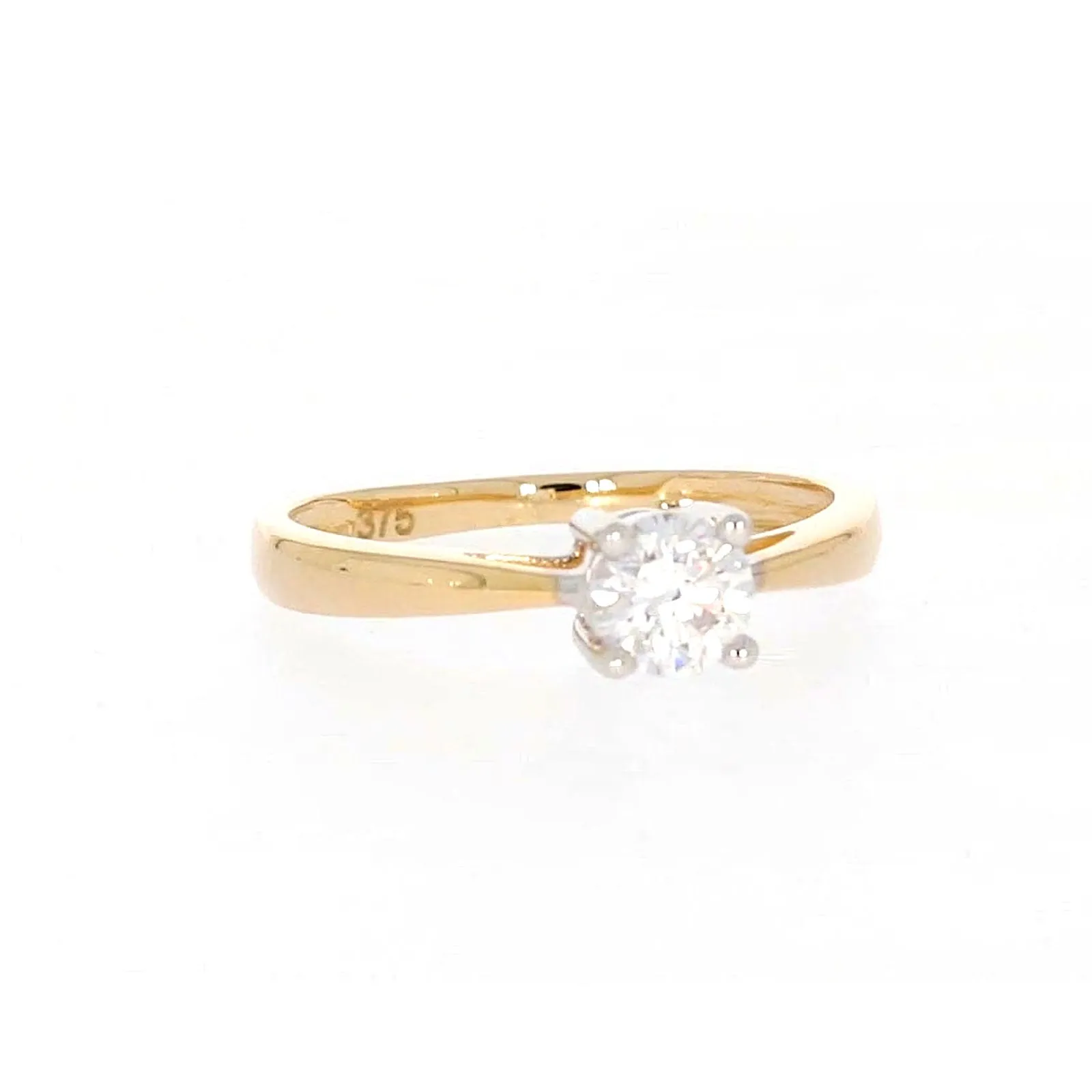 HUSH 9ct Two Tone Gold Round Brilliant Cut with 1/2 CARAT of Diamond Simulants Ring