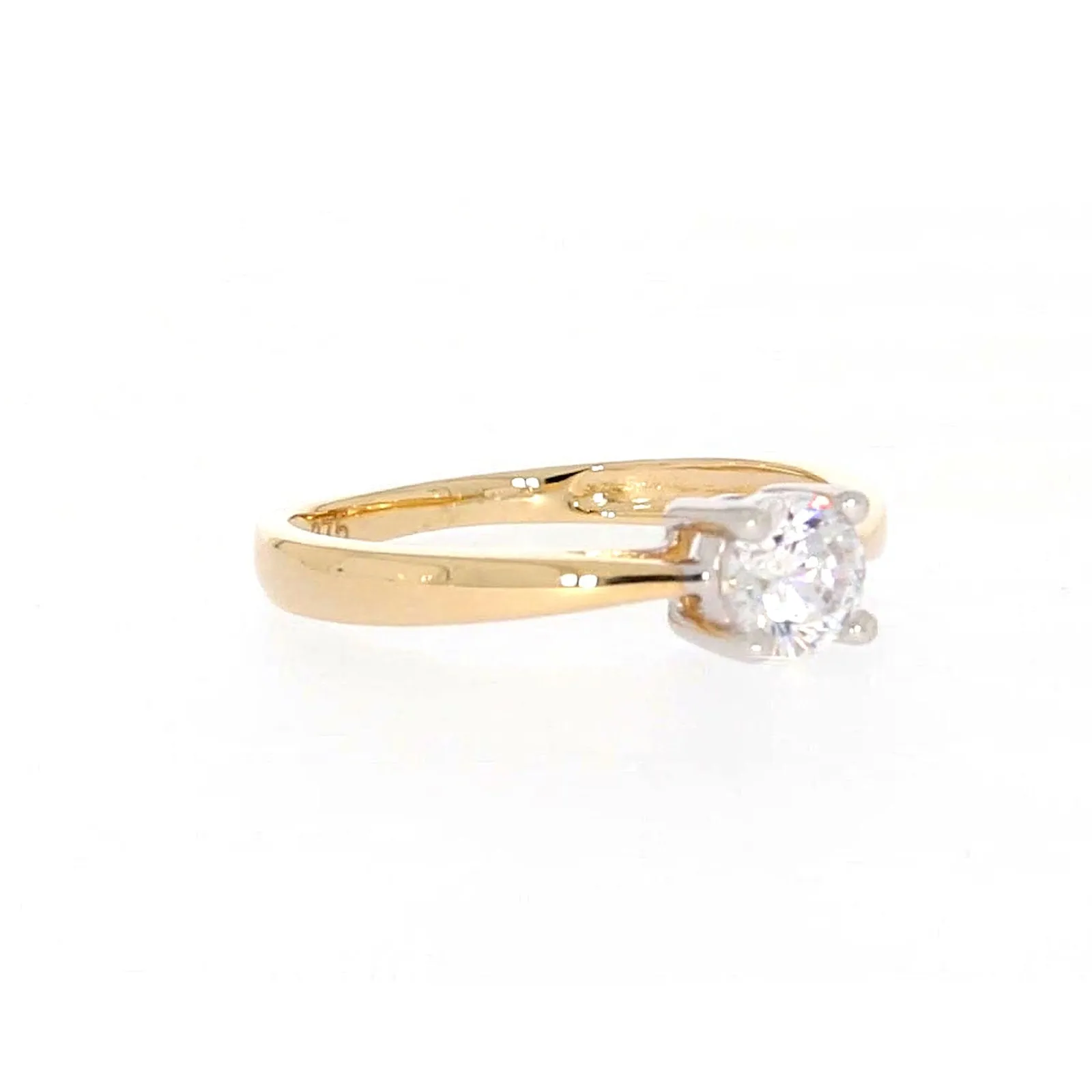 HUSH 9ct Two Tone Gold Round Brilliant Cut with 1/2 CARAT of Diamond Simulants Ring