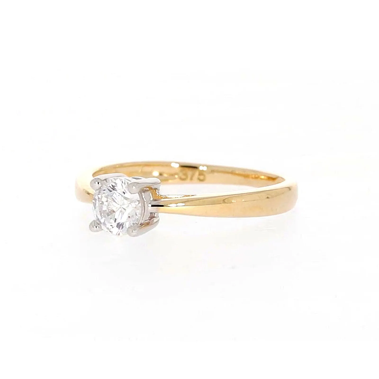 HUSH 9ct Two Tone Gold Round Brilliant Cut with 1/2 CARAT of Diamond Simulants Ring