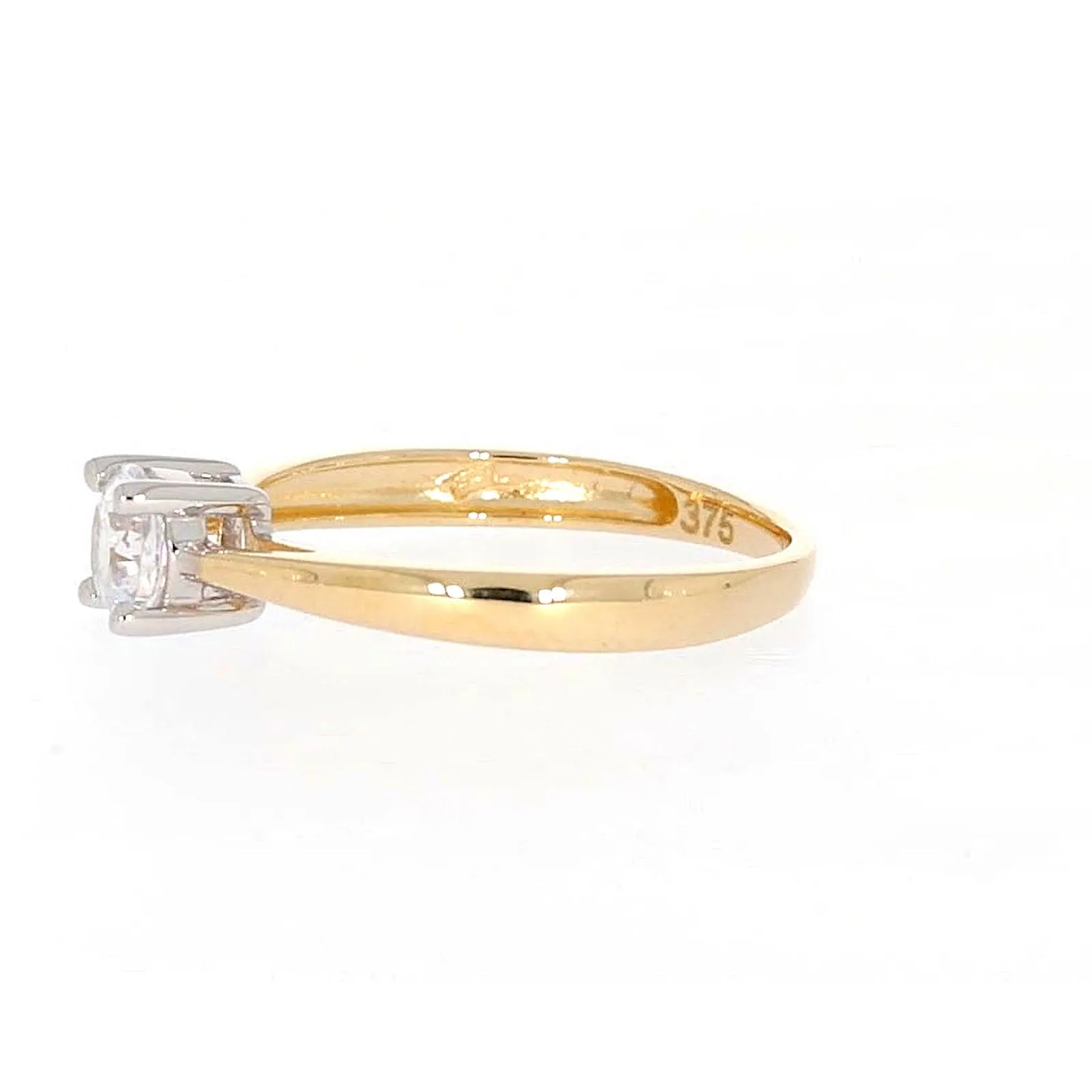 HUSH 9ct Two Tone Gold Round Brilliant Cut with 1/2 CARAT of Diamond Simulants Ring