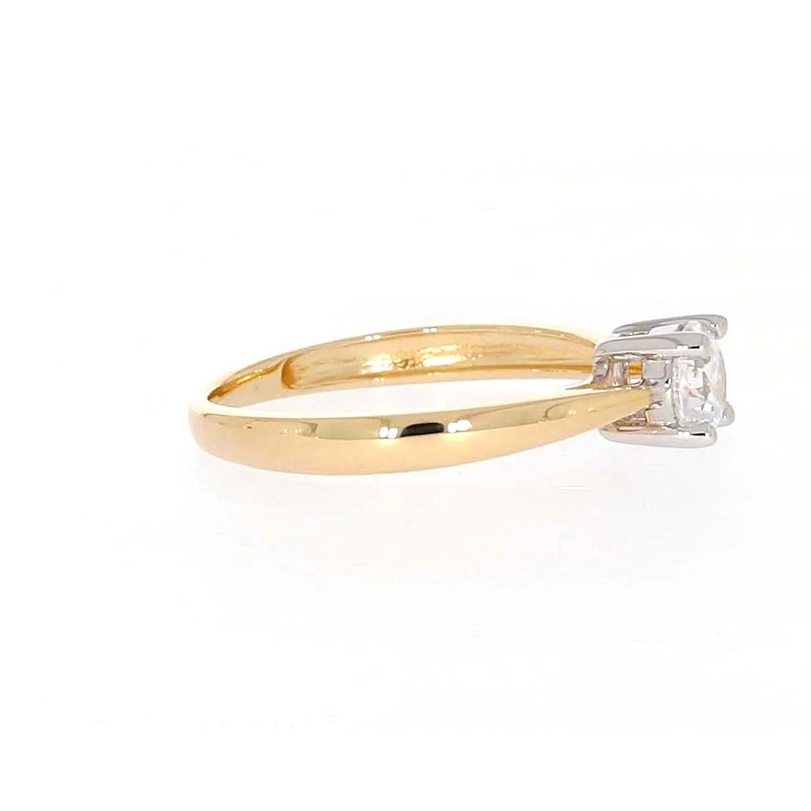 HUSH 9ct Two Tone Gold Round Brilliant Cut with 1/2 CARAT of Diamond Simulants Ring