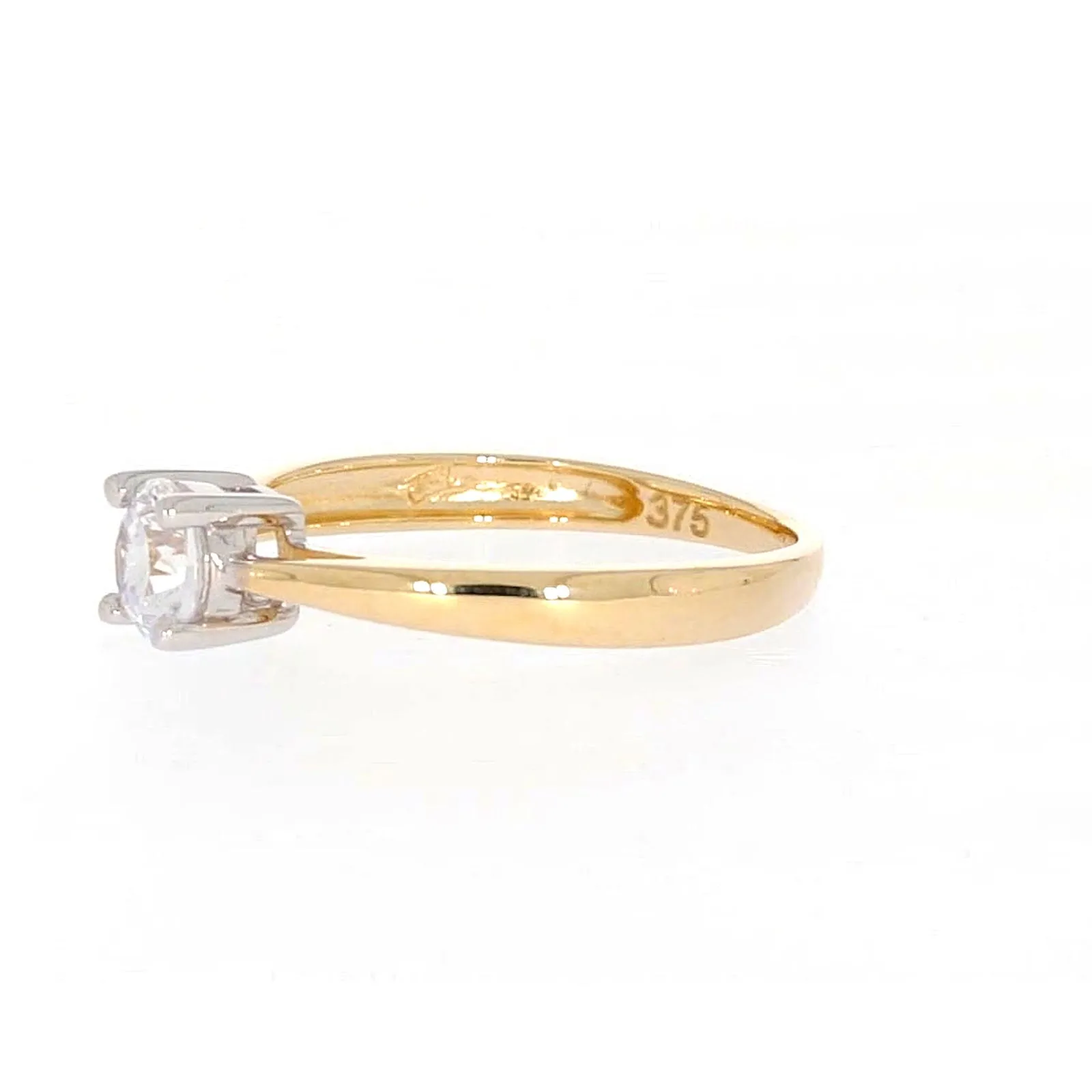 HUSH 9ct Two Tone Gold Round Brilliant Cut with 1/2 CARAT of Diamond Simulants Ring