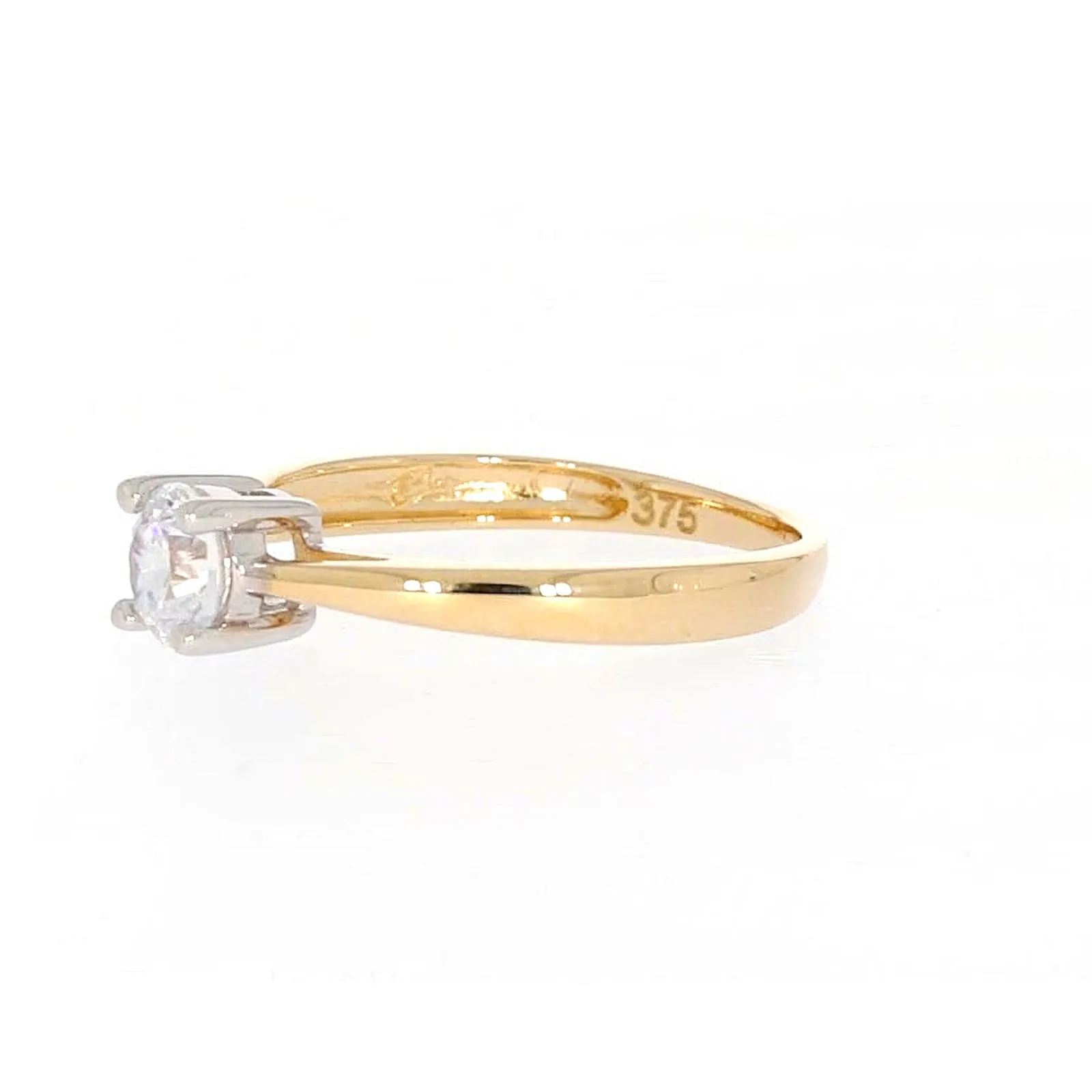 HUSH 9ct Two Tone Gold Round Brilliant Cut with 1/2 CARAT of Diamond Simulants Ring