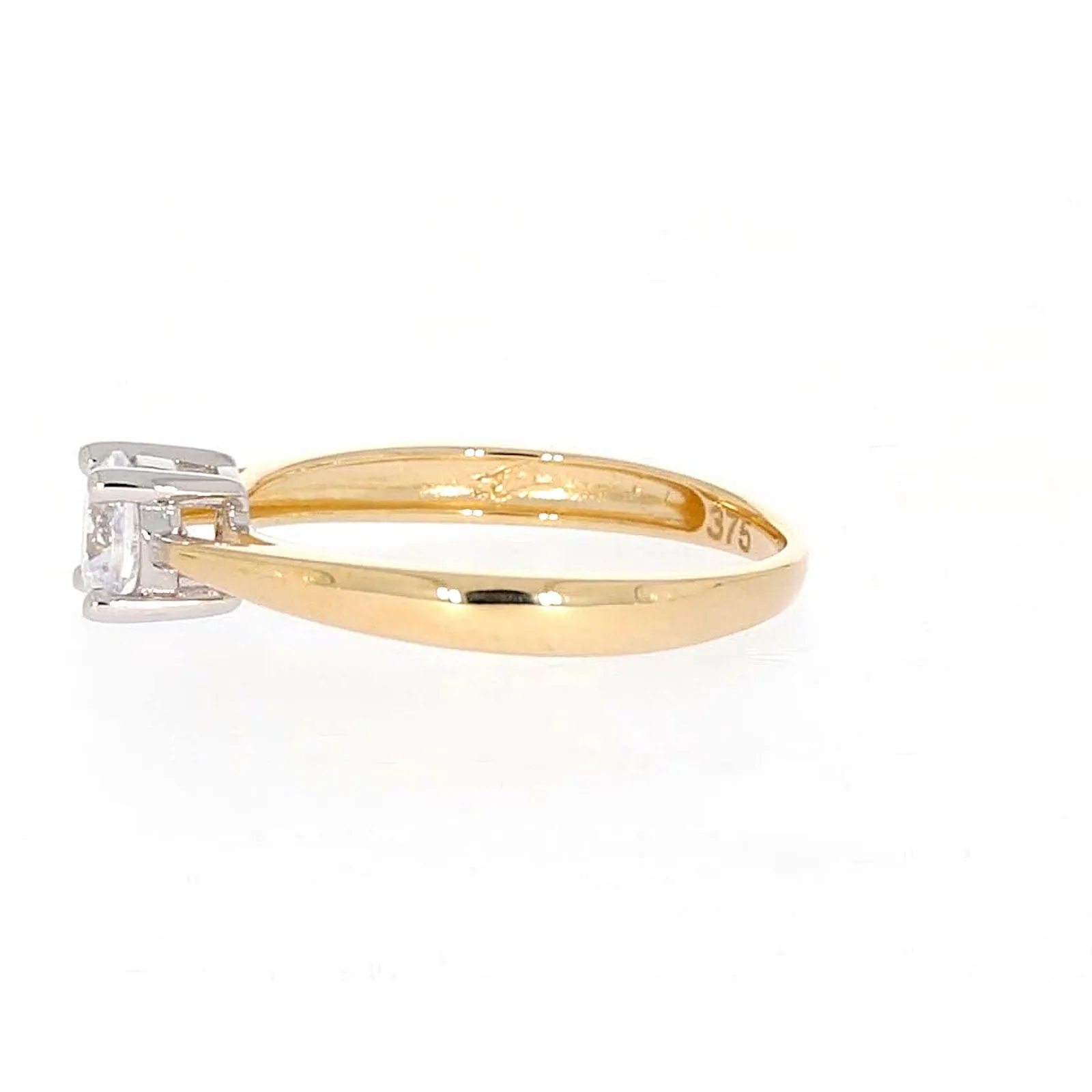 HUSH 9ct Two Tone Gold Round Brilliant Cut with 1/2 CARAT of Diamond Simulants Ring