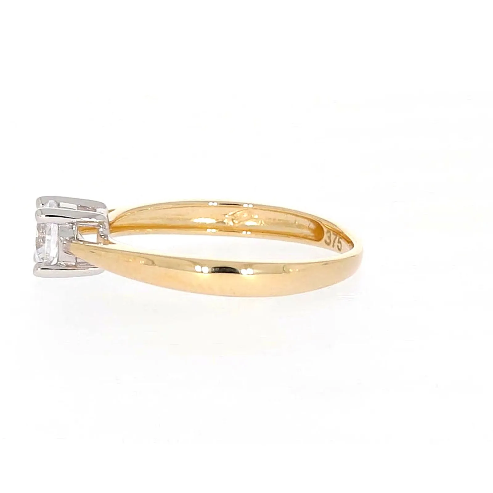 HUSH 9ct Two Tone Gold Round Brilliant Cut with 1/2 CARAT of Diamond Simulants Ring