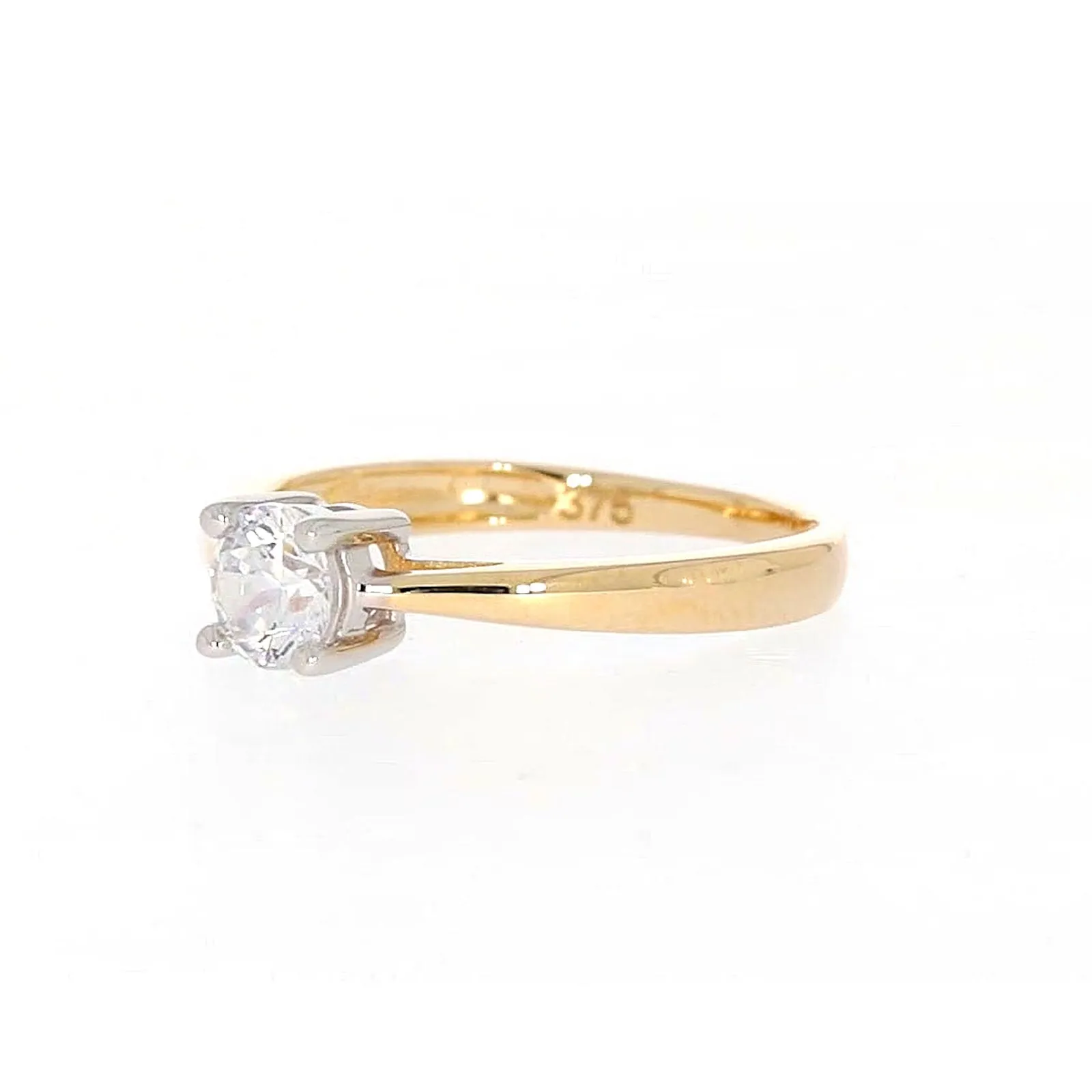 HUSH 9ct Two Tone Gold Round Brilliant Cut with 1/2 CARAT of Diamond Simulants Ring