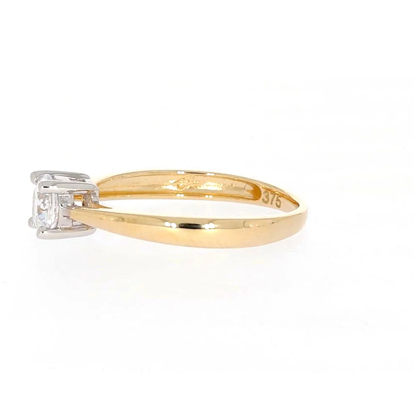 HUSH 9ct Two Tone Gold Round Brilliant Cut with 1/2 CARAT of Diamond Simulants Ring