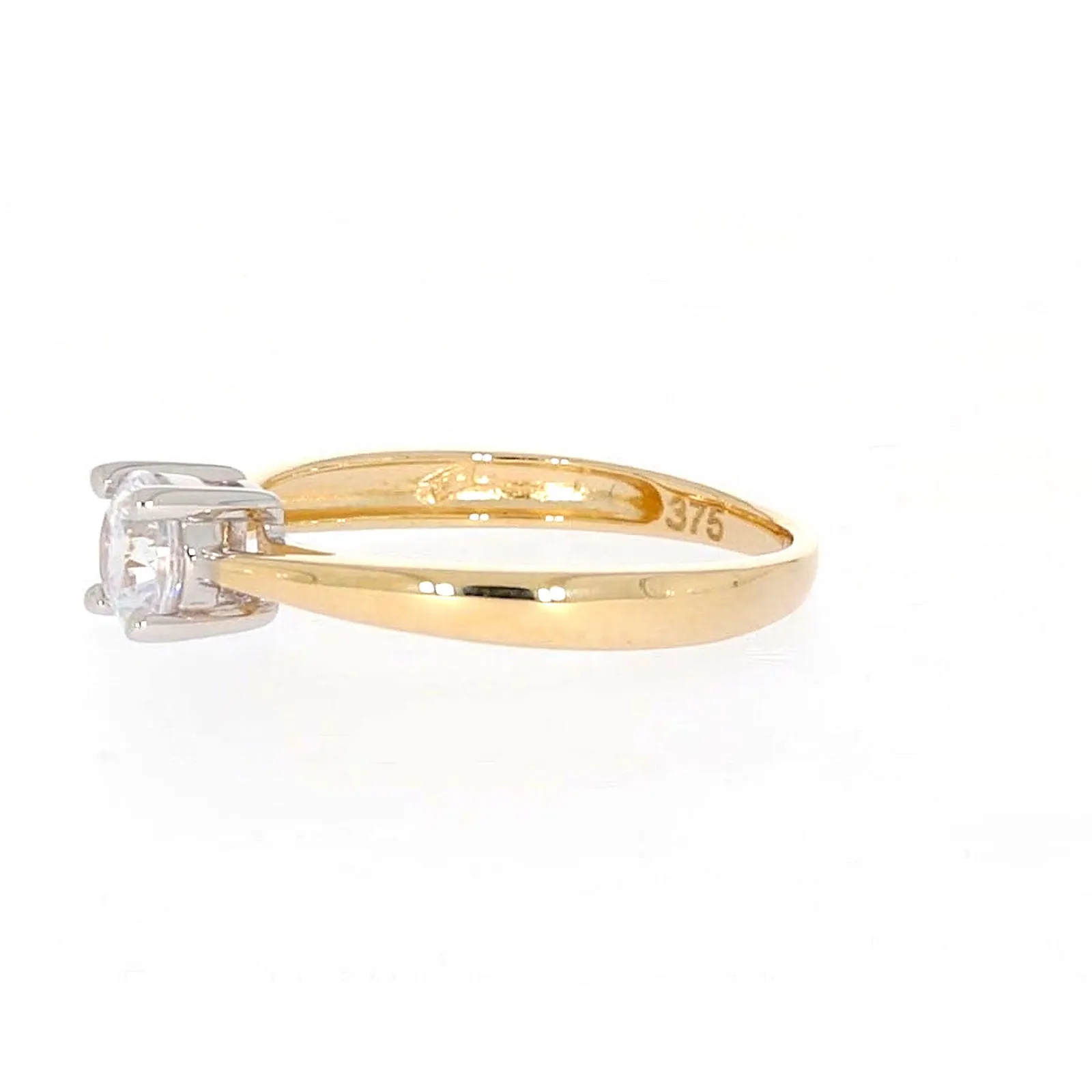 HUSH 9ct Two Tone Gold Round Brilliant Cut with 1/2 CARAT of Diamond Simulants Ring