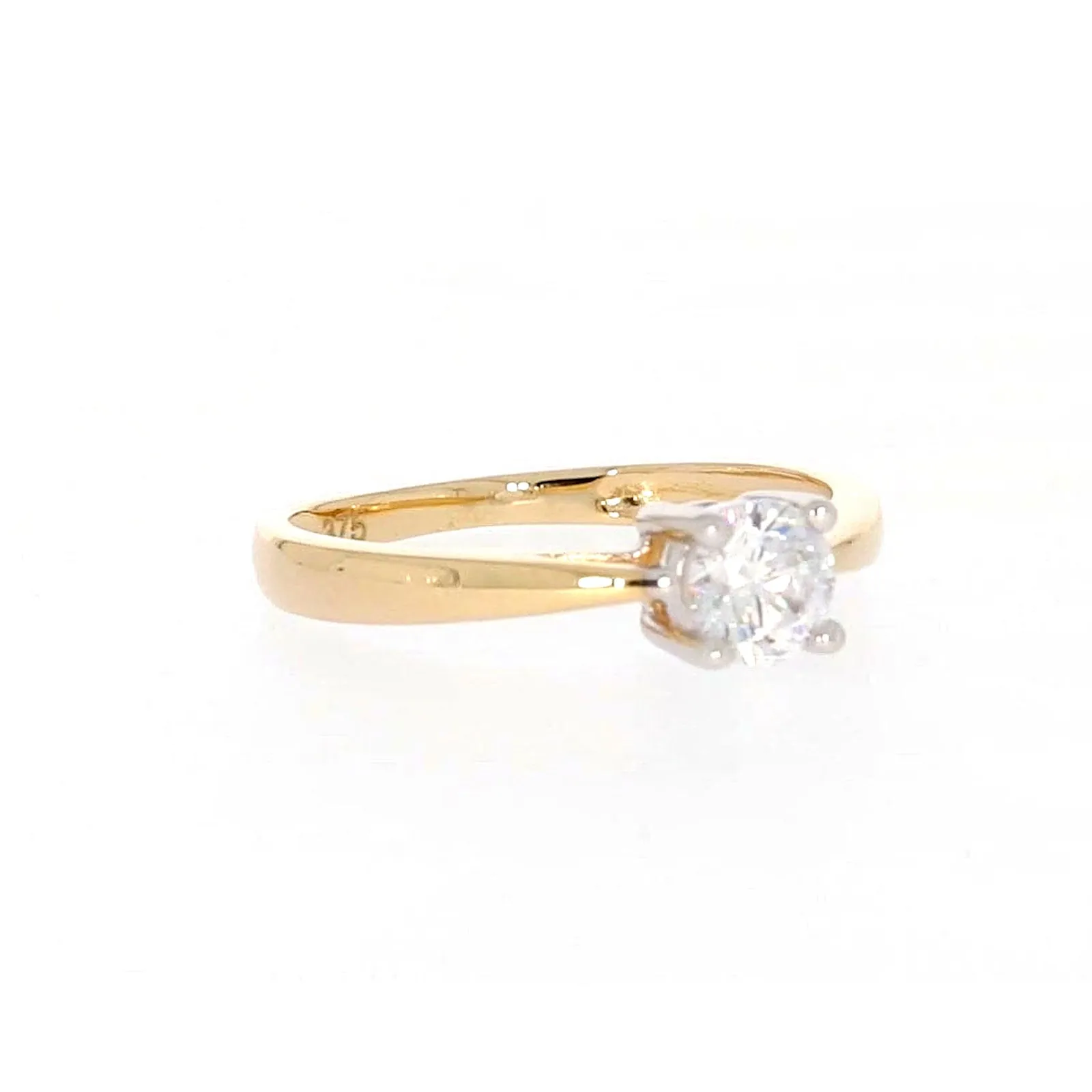 HUSH 9ct Two Tone Gold Round Brilliant Cut with 1/2 CARAT of Diamond Simulants Ring