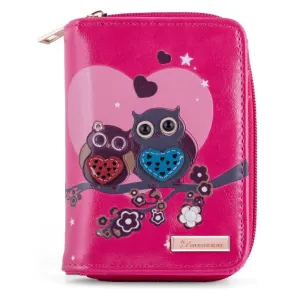 Kukubird Medium Purse 2 owl's love - Fuchsia