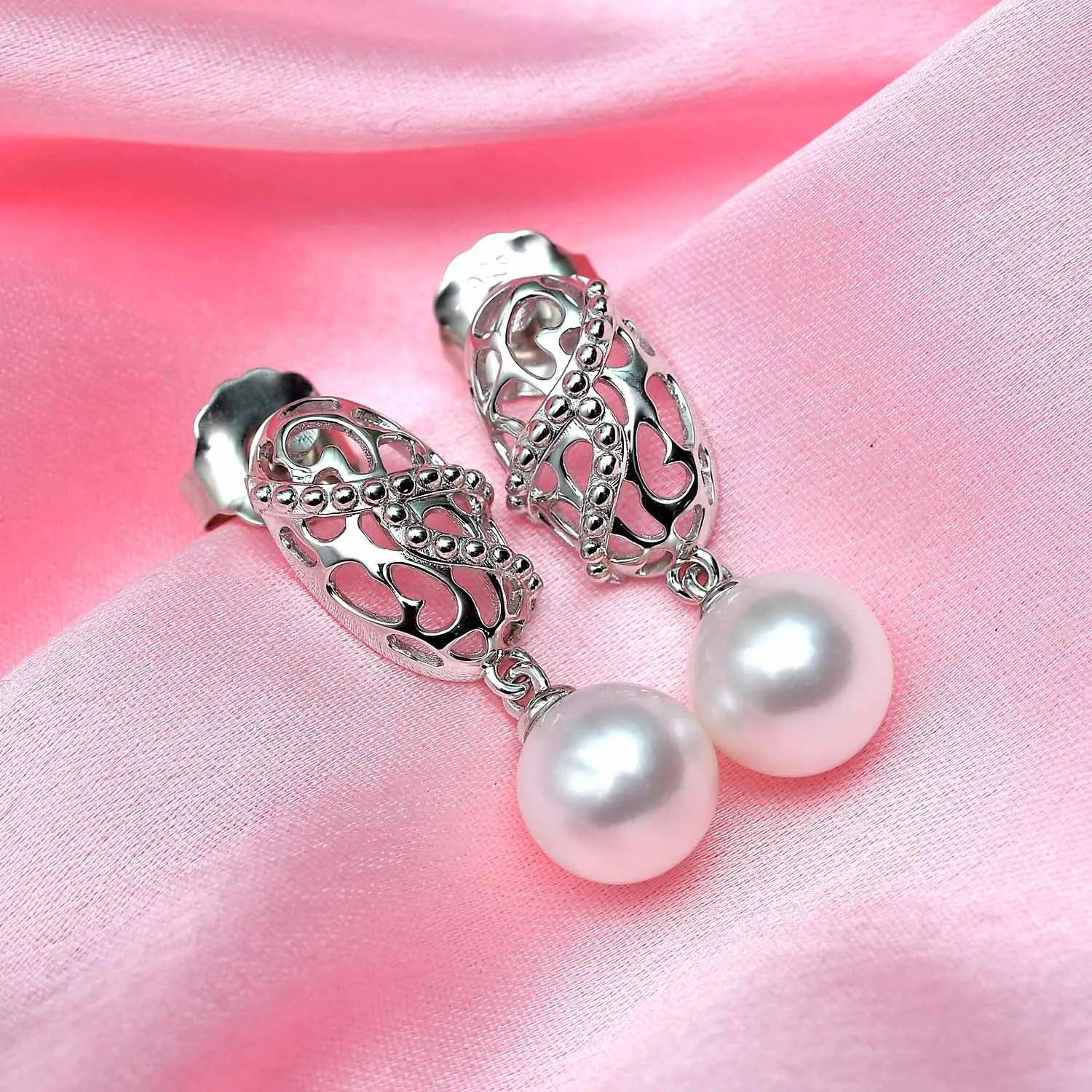 Lace & Lattice Pearl Drop Earrings