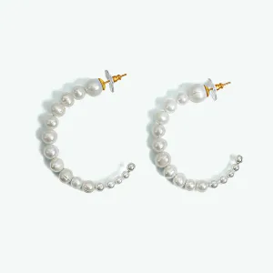 Large Pearl Hoop Earrings