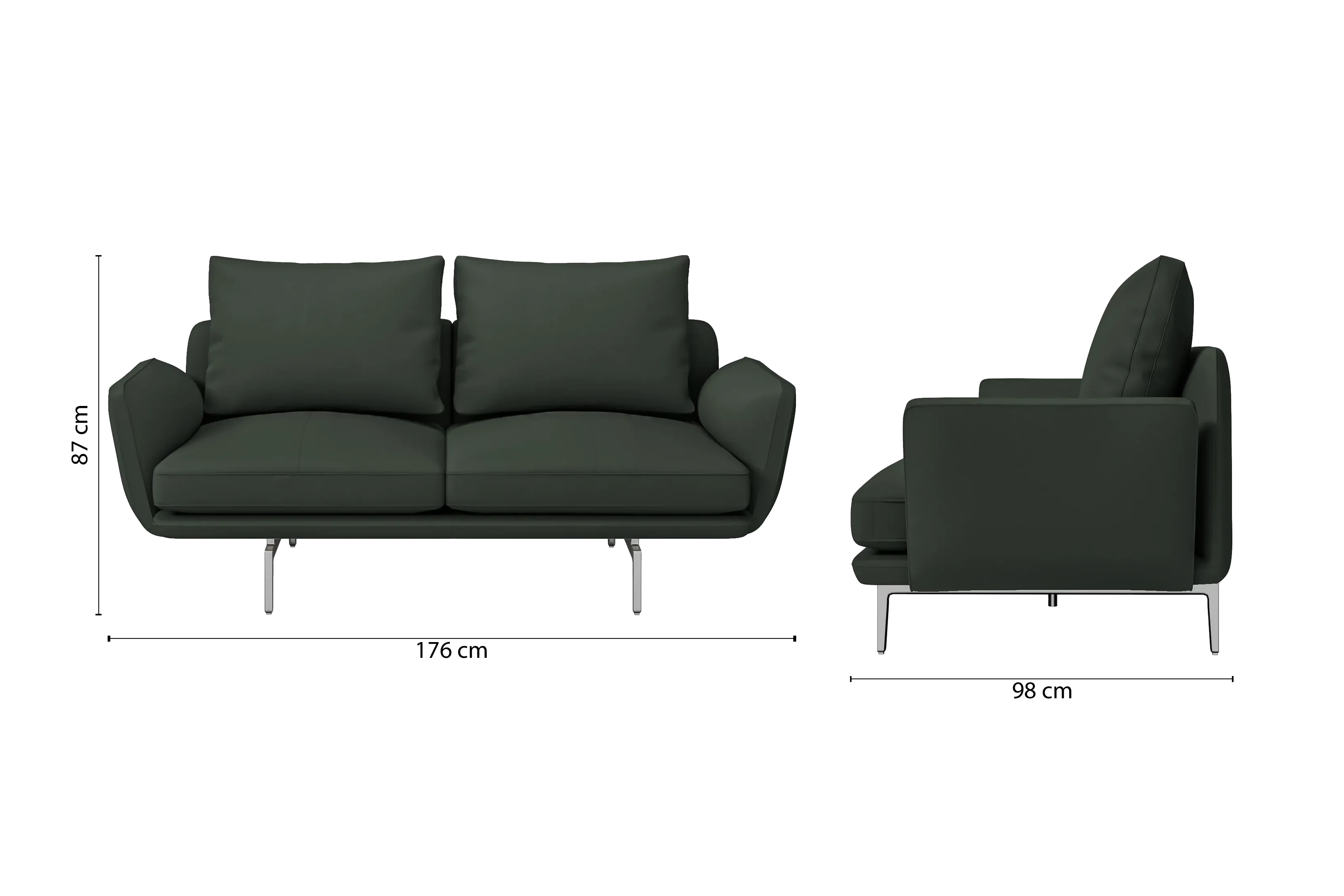 Legnano 2 Seater Sofa Green Leather