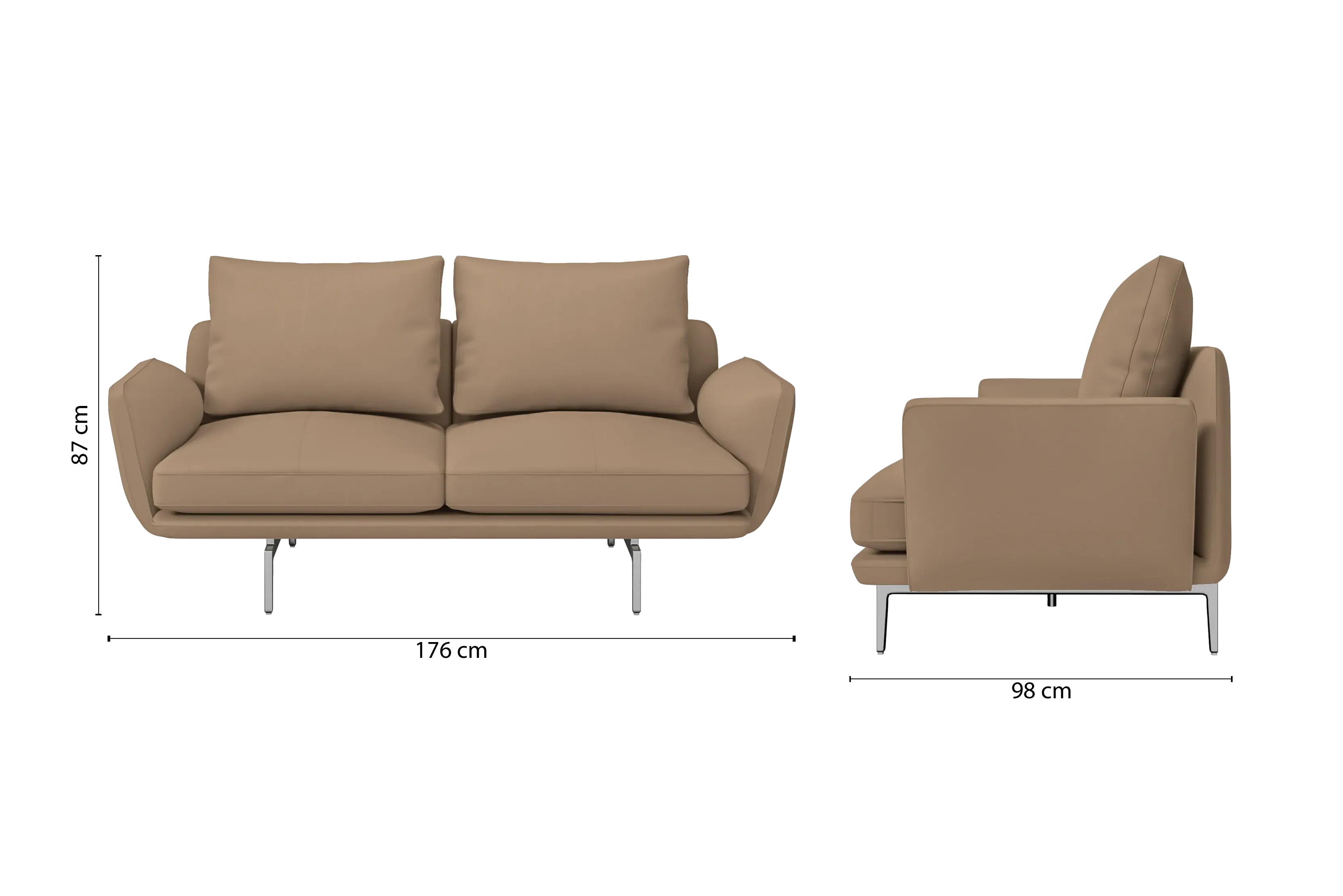 Legnano 2 Seater Sofa Stone Leather