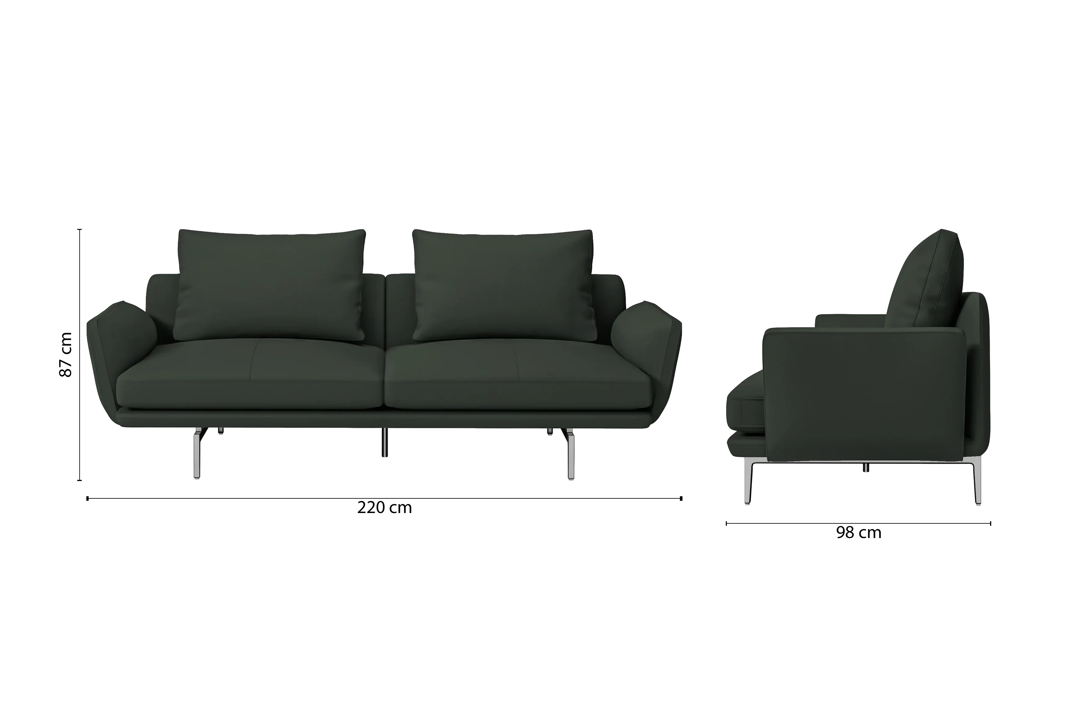 Legnano 3 Seater Sofa Green Leather