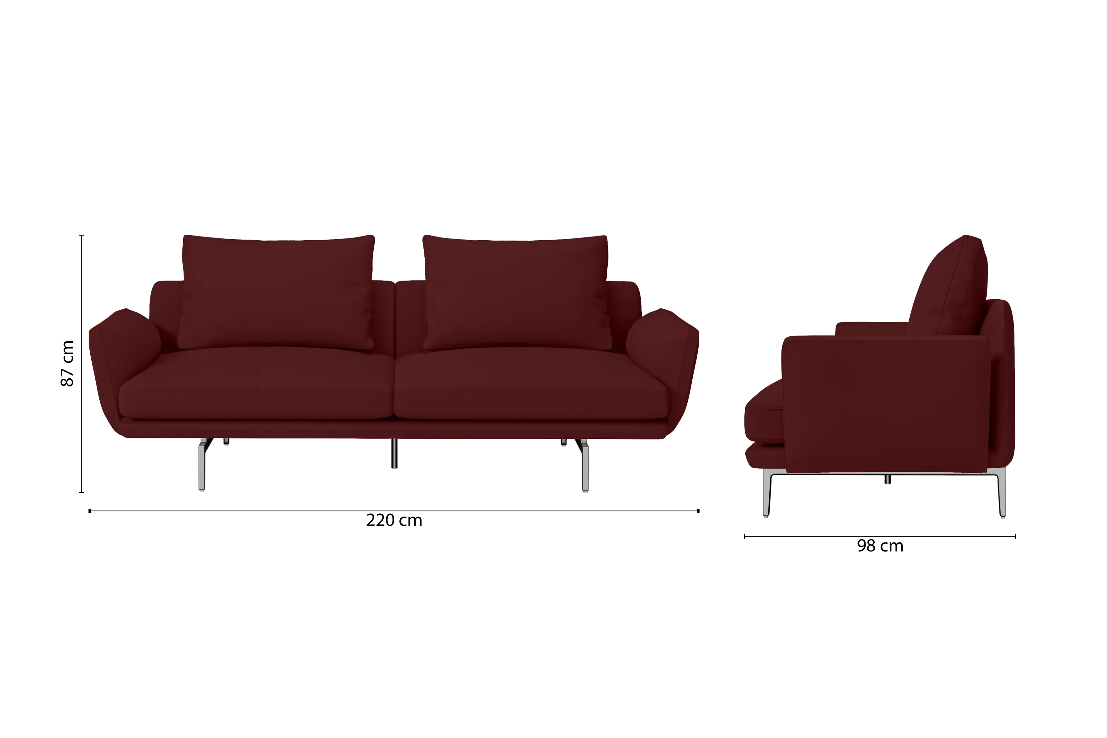 Legnano 3 Seater Sofa Red Leather