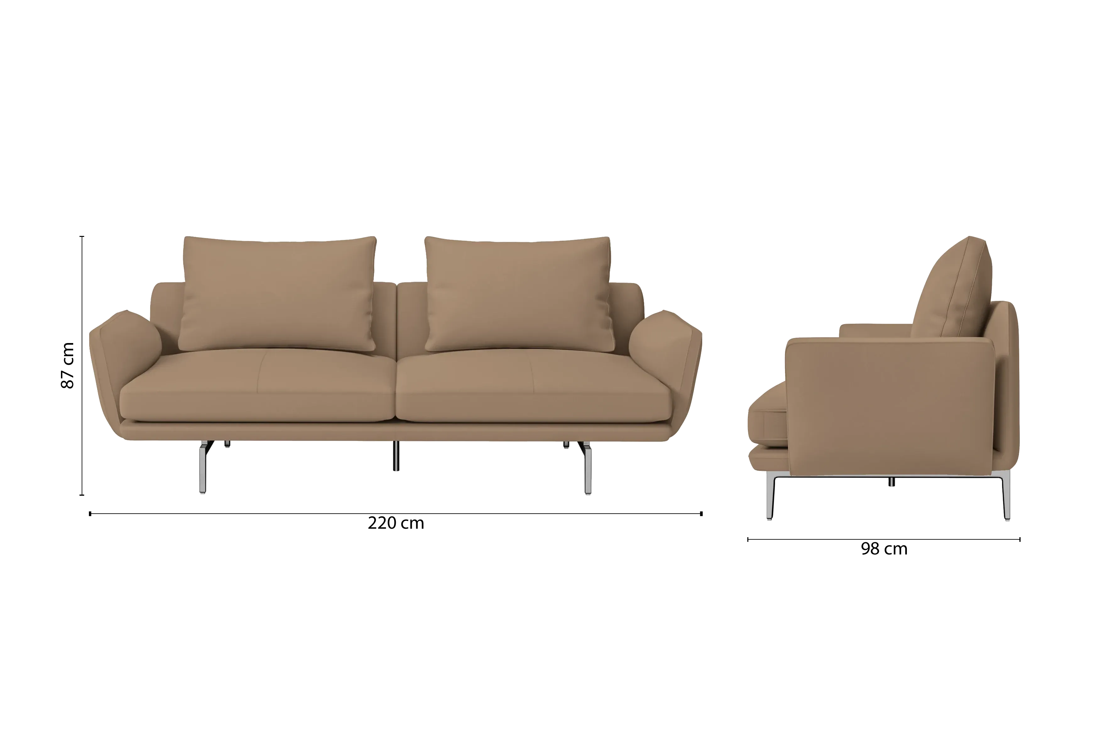 Legnano 3 Seater Sofa Stone Leather