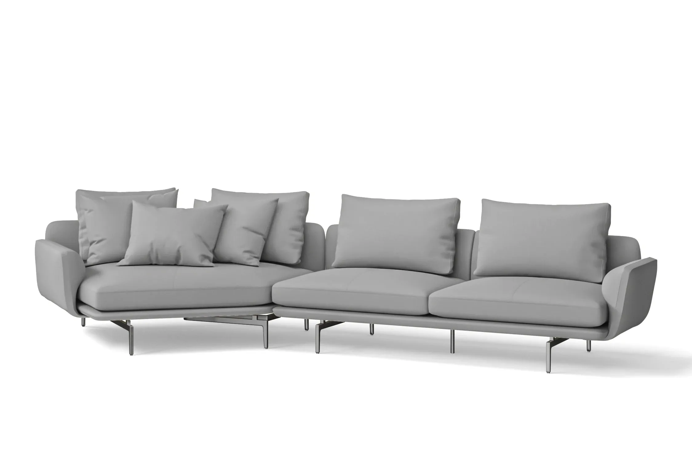 Legnano 4 Seater Left Hand Facing Chaise Lounge Corner Sofa Grey Leather