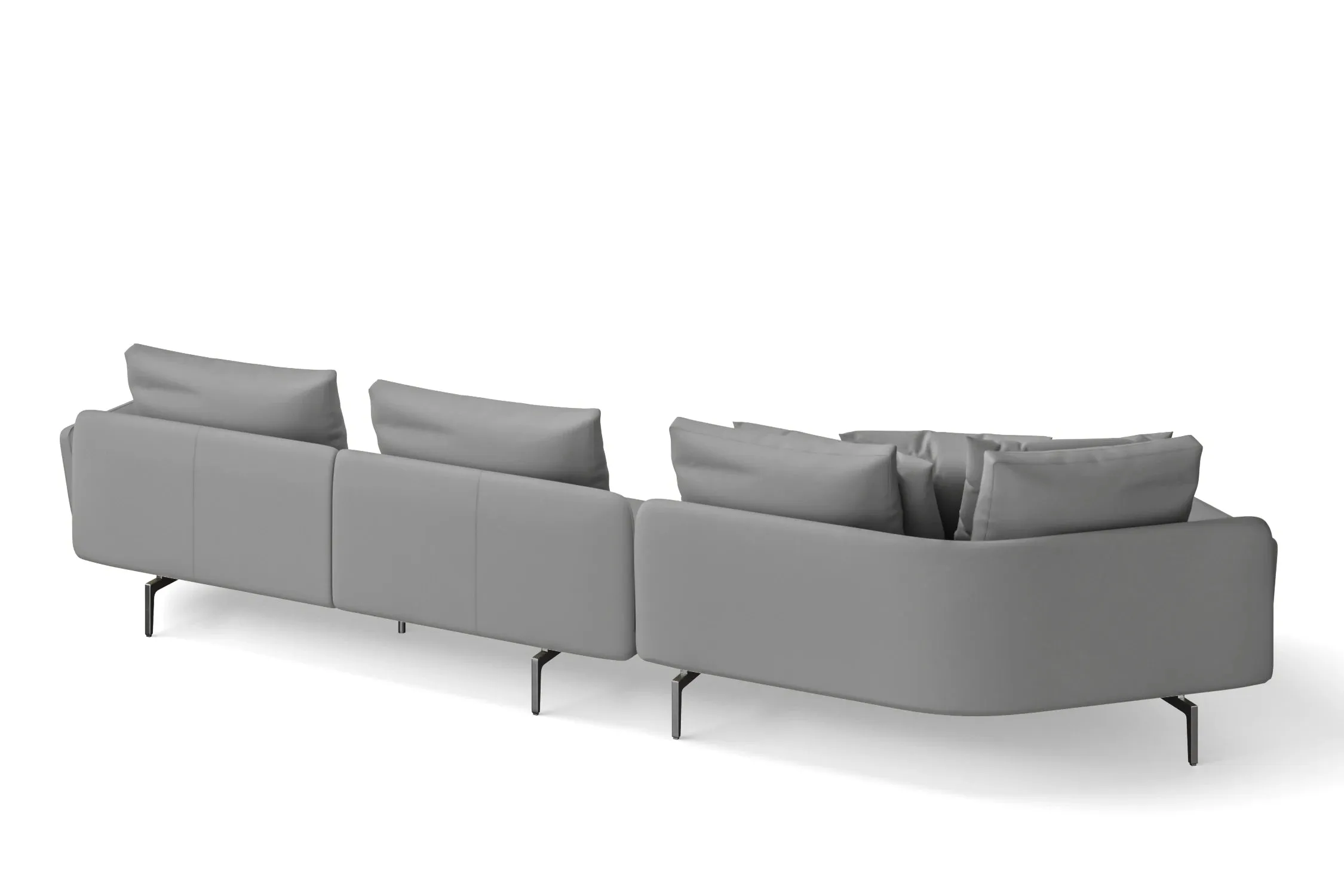 Legnano 4 Seater Left Hand Facing Chaise Lounge Corner Sofa Grey Leather