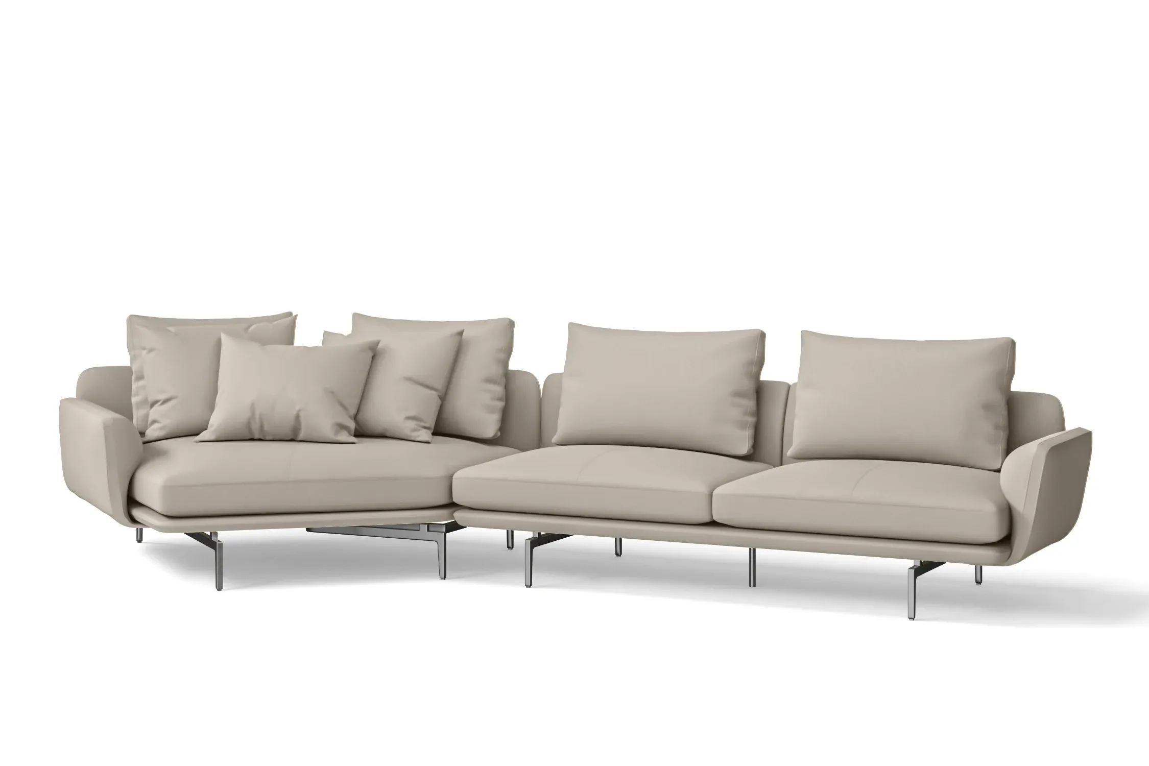 Legnano 4 Seater Left Hand Facing Chaise Lounge Corner Sofa Sand Leather