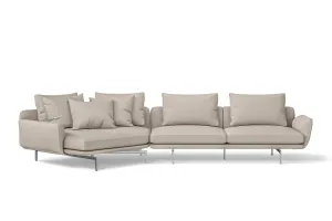 Legnano 4 Seater Left Hand Facing Chaise Lounge Corner Sofa Sand Leather