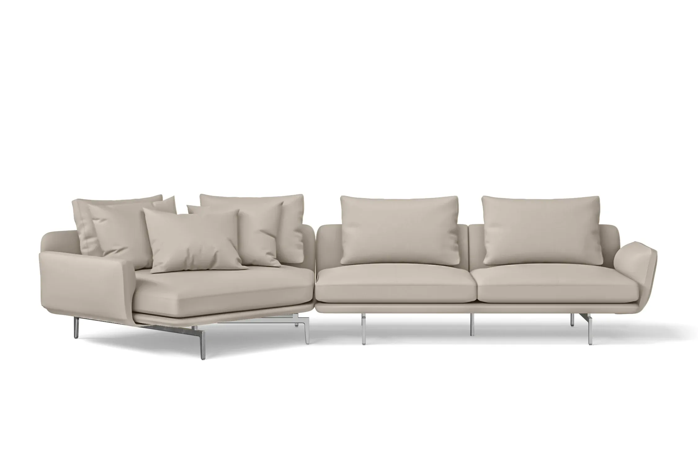 Legnano 4 Seater Left Hand Facing Chaise Lounge Corner Sofa Sand Leather