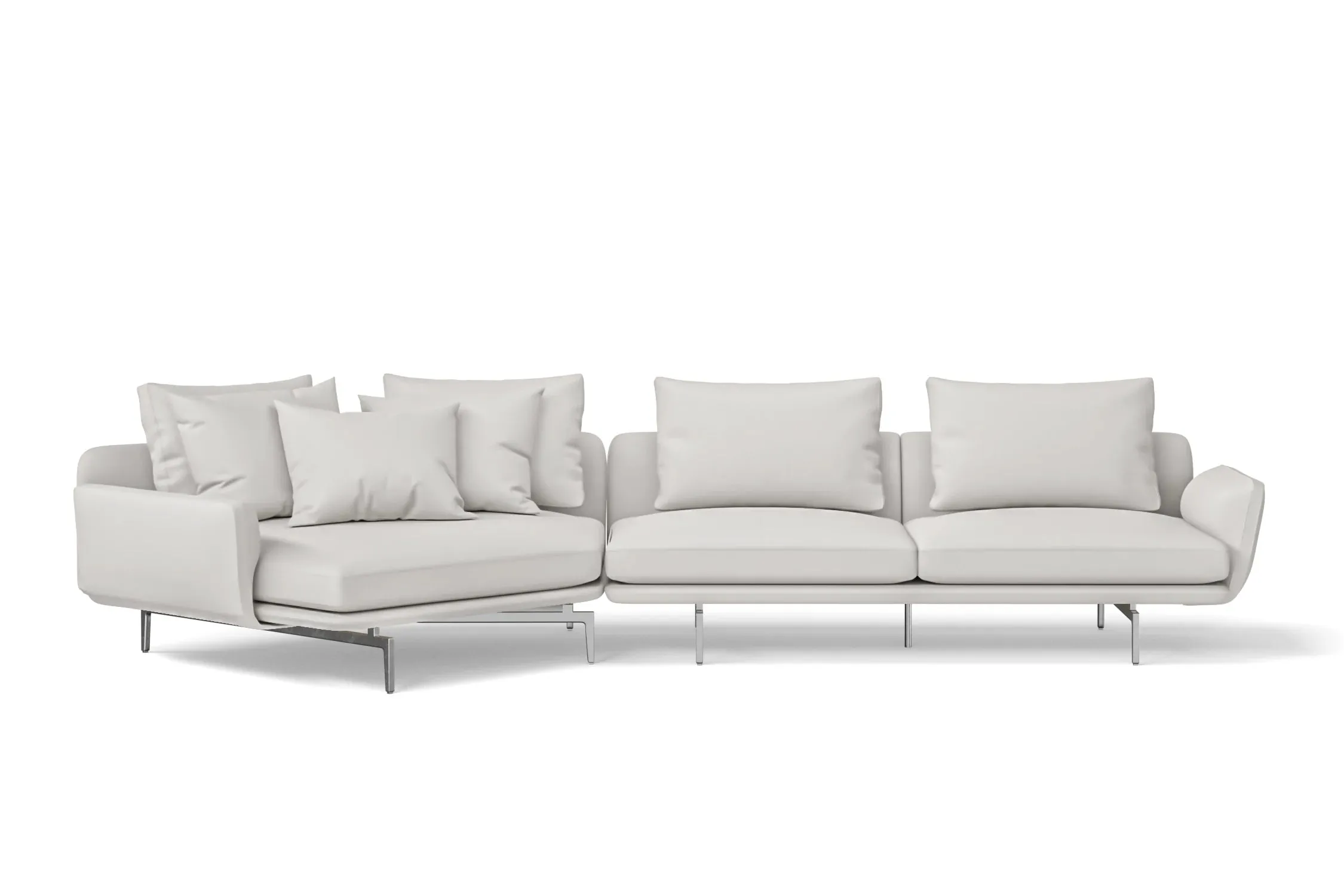 Legnano 4 Seater Left Hand Facing Chaise Lounge Corner Sofa White Leather