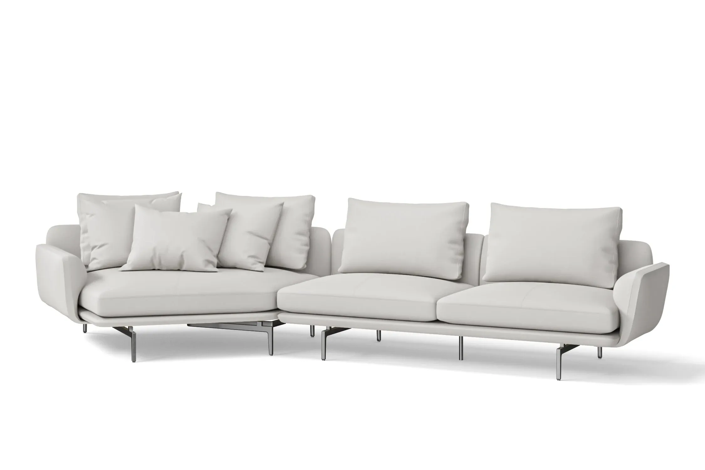 Legnano 4 Seater Left Hand Facing Chaise Lounge Corner Sofa White Leather